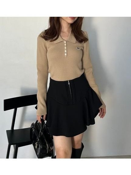 【スナイデル/SNIDEL】のLACOSTE/ポロリブニット インテリア・キッズ・メンズ・レディースファッション・服の通販 founy(ファニー) 　ファッション　Fashion　レディースファッション　Fashion for Women　トップス・カットソー　Cut & Sew Tops　ニット　Knit Tops & Sweaters　ウェーブ　Wavy Pattern　クラシカル　Classical, Vintage-Inspired　コレクション　Collection, Seasonal Line　ストレート　Straight, Straight Cut　スペシャル　Special, Limited Edition　スマート　Smart, Elegant　タイトスカート　Pencil Skirt, Tight Skirt　フィット　Fit, Slim Fit　フォルム　Silhouette, Form　フォーマル　Formal, Dressy　フランス　France, French　フレンチ　French, French Style　ボーダー　Border, Stripe　リブニット　Rib Knit, Ribbed Knit　おすすめ　Recommended / Our Picks　CML[038]|ID: prp329100004861599 ipo3291000000036038410