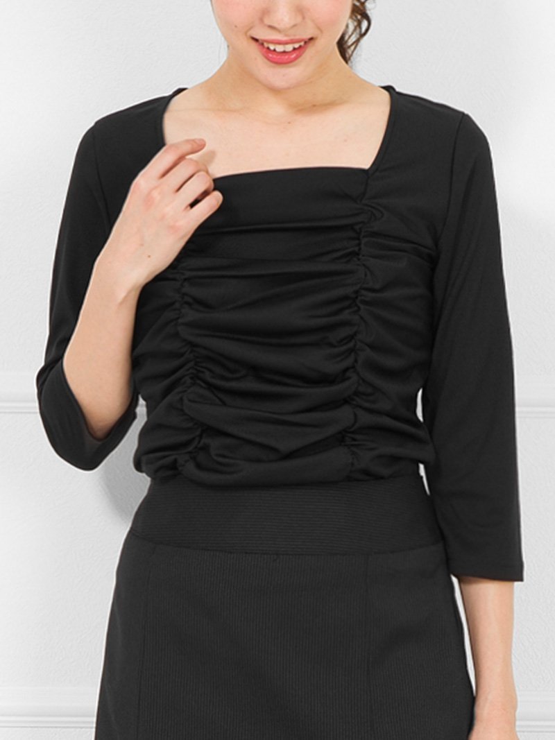 【アッドルージュ/AddRouge】の【洗える】シャツブラウス スーツ インナー オフィス フォーマル セレモニー インテリア・キッズ・メンズ・レディースファッション・服の通販 founy(ファニー) 　ファッション　Fashion　レディースファッション　Fashion for Women　トップス・カットソー　Cut & Sew Tops　シャツ・ブラウス・オフィスカジュアル　Elegant Blouses & Button-Ups　インナー　Innerwear　ウォッシャブル　Machine Washable　洗える　Machine Washable　カットソー　Cut and Sewn Top　ギャザー　Gathered, Ruffled　スクエア　Square, Square Shape　ストレッチ　Stretch, Stretchy Fabric　スーツ　Suit, Formalwear　フィット　Fit, Slim Fit　フォーマル　Formal, Dressy　再入荷　Restock / Back in Stock　セレモニー　Ceremony　入学式　Entrance Ceremony　卒業式　Graduation Ceremony　ビジネス 仕事 通勤　Business / Work / Commuting　結婚式　Wedding　bk(ブラック)|ID: prp329100004861620 ipo3291000000036039729