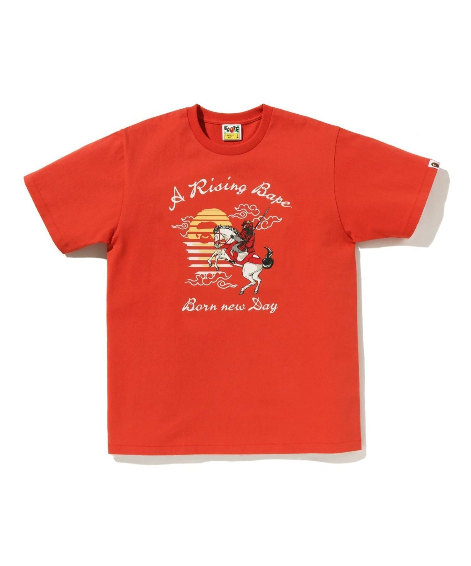 【ア ベイシング エイプ/A BATHING APE】のA RISING BAPE HORSE TEE インテリア・キッズ・メンズ・レディースファッション・服の通販 founy(ファニー) 　ファッション　Fashion　レディースファッション　Fashion for Women　インナー　Innerwear　グラフィック　Graphic, Graphic Design　ショート　Short, Short Length　スリーブ　Sleeve, Long Sleeve / Short Sleeve　フロント　Front, Front Design　プリント　Print, Printed Pattern　モチーフ　Motif, Design Theme　ラバー　Rubber, Rubber Sole　ORANGE|ID: prp329100004861625 ipo3291000000036040402