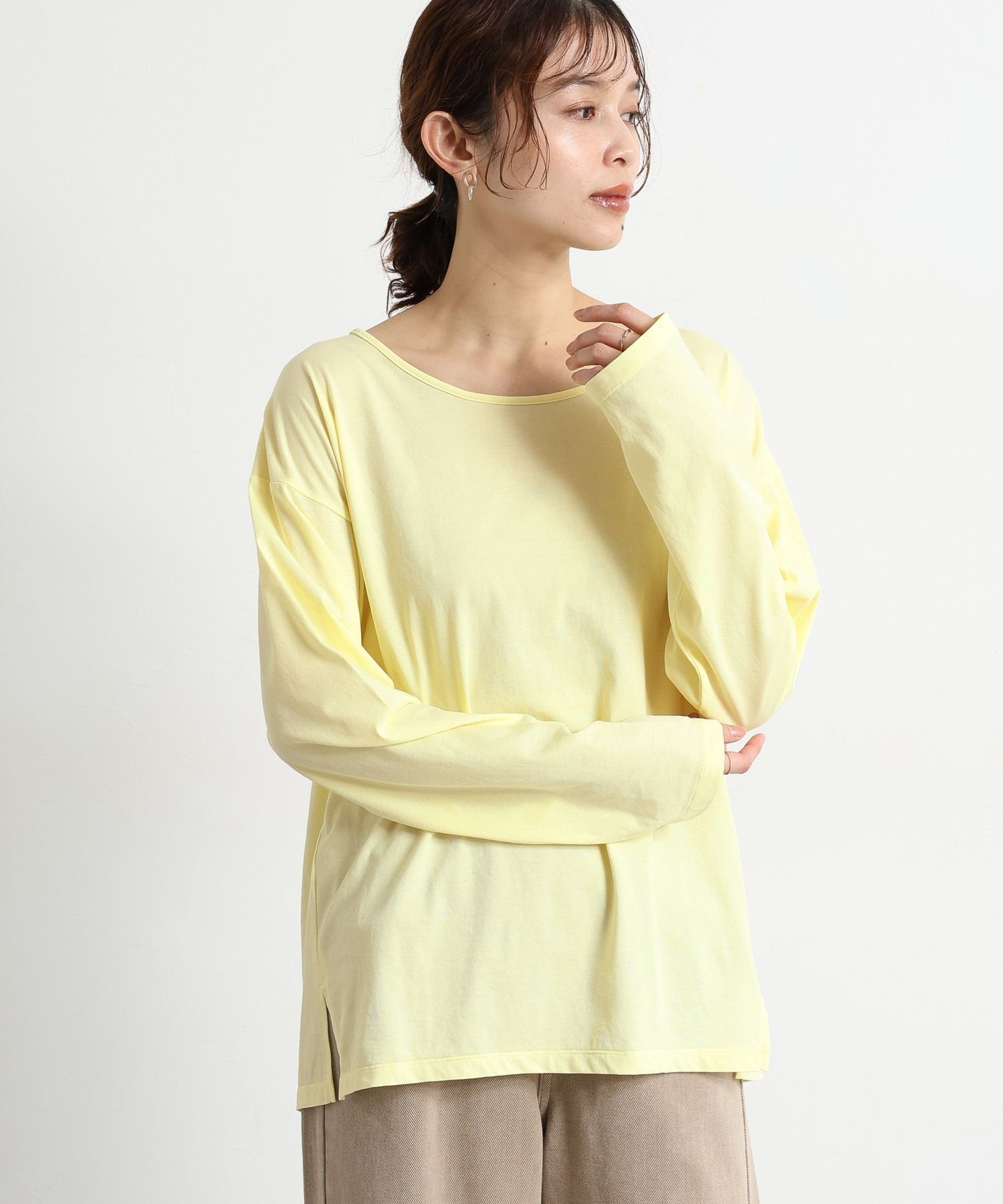 【スタディオ クリップ/studio CLIP】のベーシックシアーカラーロングTシャツ インテリア・キッズ・メンズ・レディースファッション・服の通販 founy(ファニー) ファッション Fashion レディースファッション Fashion for Women トップス・カットソー Cut & Sew Tops シャツ・ブラウス・オフィスカジュアル Elegant Blouses & Button-Ups ロングTシャツ・Tシャツ Longline T-Shirts & Tees おすすめ Recommended / Our Picks カットソー Cut and Sewn Top スウェット / スエット Sweatshirt, Sweatwear デニム Denim, Jeans Material トレンド Trend, Trending Now ベーシック Basic, Essential ロング Long, Long-Length 春 Spring 羽織 Haori, Light Jacket イエロー60|ID: prp329100004861633 ipo3291000000036041065
