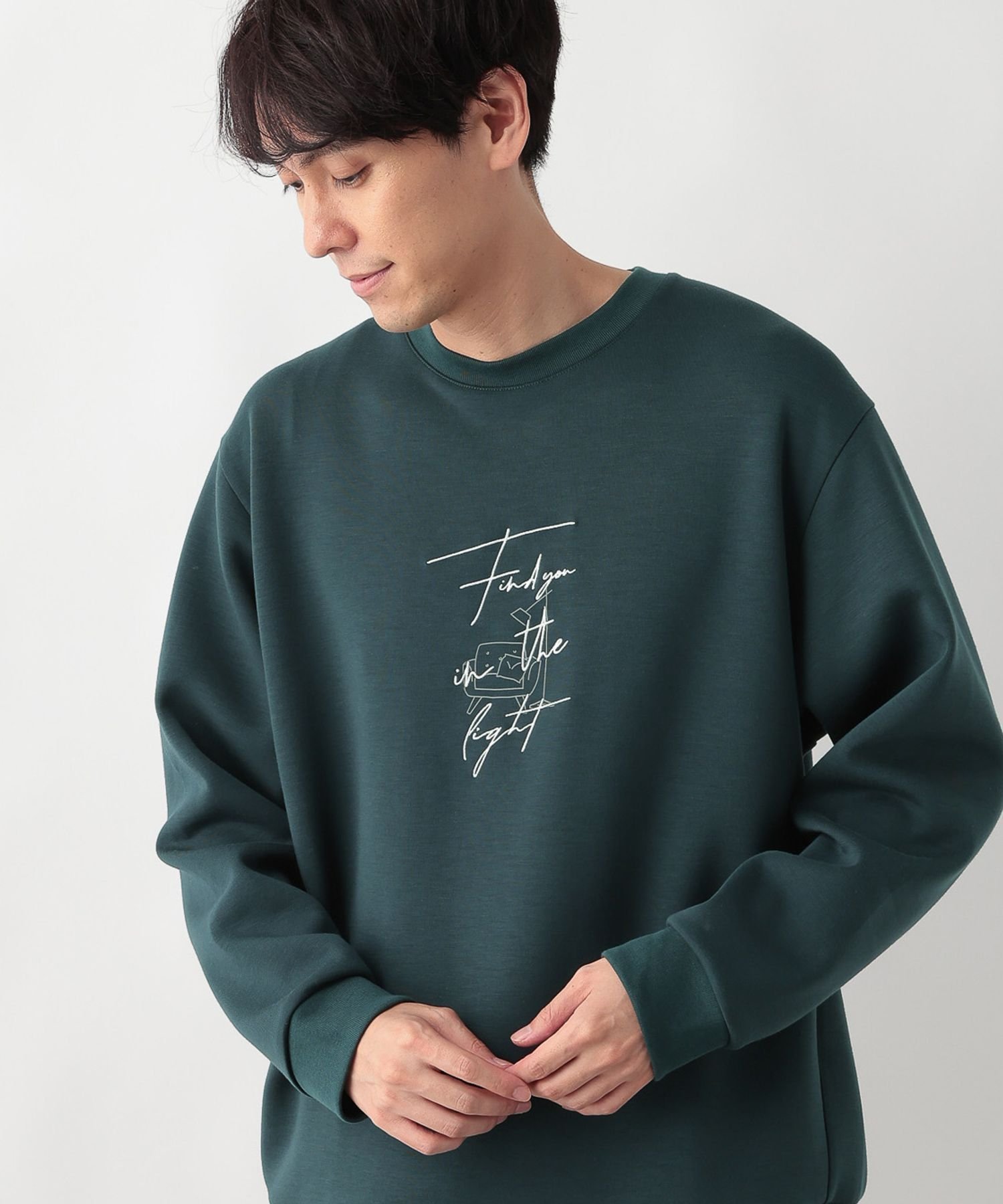 【グローバルワーク/GLOBAL WORK / MEN】のライトクッションクルーネック/ロゴ/580440 インテリア・キッズ・メンズ・レディースファッション・服の通販 founy(ファニー) 　ファッション　Fashion　メンズファッション　Fashion for Men　おすすめ　Recommended / Our Picks　なめらか　Smooth, Silky Texture　クッション　Cushion, Throw Pillow　トレンド　Trend, Trending Now　フォルム　Silhouette, Form　プリント　Print, Printed Pattern　リラックス　Relax, Relaxed Fit　エレガント 上品　Elegant　グリーン*モチーフ78|ID: prp329100004861917 ipo3291000000036069435