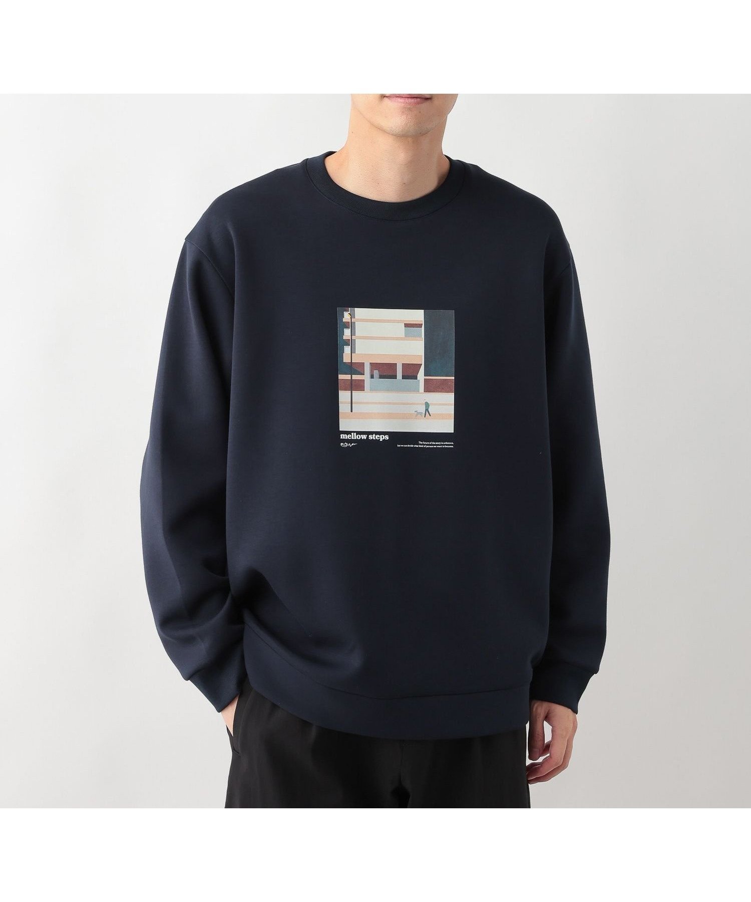 【グローバルワーク/GLOBAL WORK / MEN】のライトクッションクルーネック/ロゴ/580440 インテリア・キッズ・メンズ・レディースファッション・服の通販 founy(ファニー) 　ファッション　Fashion　メンズファッション　Fashion for Men　おすすめ　Recommended / Our Picks　なめらか　Smooth, Silky Texture　クッション　Cushion, Throw Pillow　トレンド　Trend, Trending Now　フォルム　Silhouette, Form　プリント　Print, Printed Pattern　リラックス　Relax, Relaxed Fit　エレガント 上品　Elegant　ネイビー*アートプリント88|ID: prp329100004861917 ipo3291000000036069439