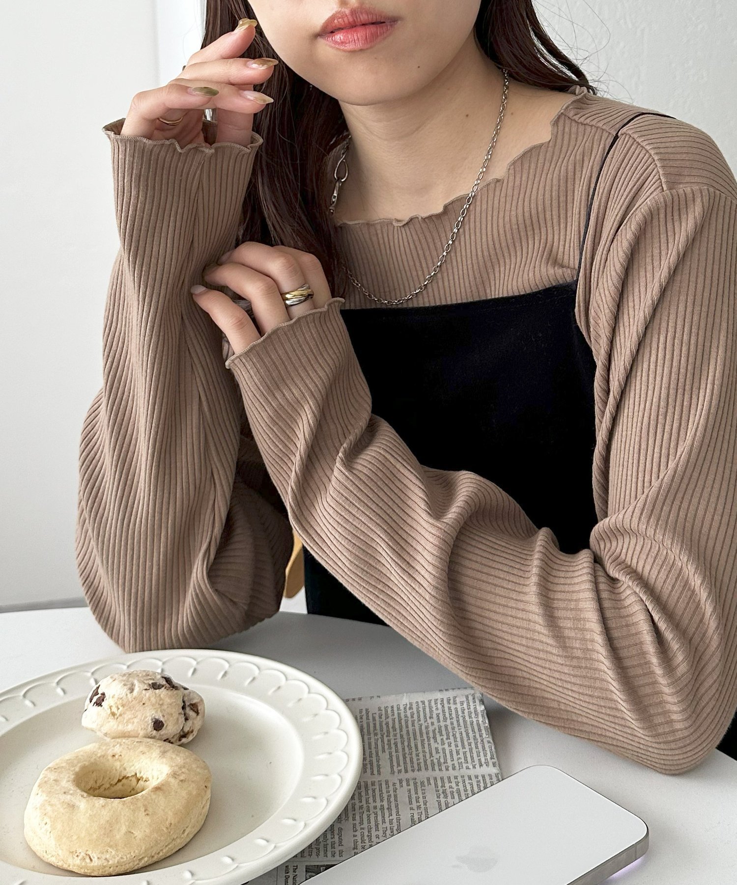 【ディスコート/Discoat】の【新色追加!/23色展開】前後2WAYリブメローロングスリーブ《WEB限定》 インテリア・キッズ・メンズ・レディースファッション・服の通販 founy(ファニー) 　ファッション　Fashion　レディースファッション　Fashion for Women　インナー　Innerwear　キャミワンピース　Cami Dress, Slip Dress　コンパクト　Compact, Small Size　サロペット　Overalls, Salopette　スリーブ　Sleeve, Long Sleeve / Short Sleeve　ロング　Long, Long-Length　楽ちん　Easy Fit, Comfortable　おすすめ　Recommended / Our Picks　グレージュ|ID: prp329100004861926 ipo3291000000036072583