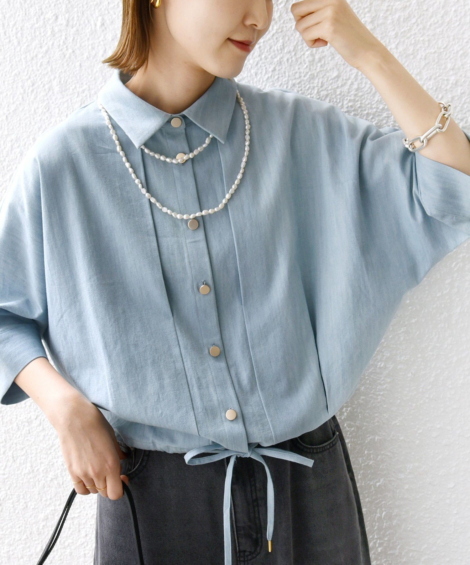 【シップス フォー ウィメン/SHIPS】の《追加 》【WEB限定】 手洗い可能 デニム ライク タック 裾 ドロスト 羽織 シャツ インテリア・キッズ・メンズ・レディースファッション・服の通販 founy(ファニー) ファッション Fashion レディースファッション Fashion for Women トップス・カットソー Cut & Sew Tops シャツ・ブラウス・オフィスカジュアル Elegant Blouses & Button-Ups 春 Spring 秋 Autumn シンプル Simple, Minimal デニム Denim, Jeans Material フロント Front, Front Design ポケット Pocket, Pocket Detail 羽織 Haori, Light Jacket ワイド Wide, Wide Fit ライトブルー|ID: prp329100004861927 ipo3291000000036073043