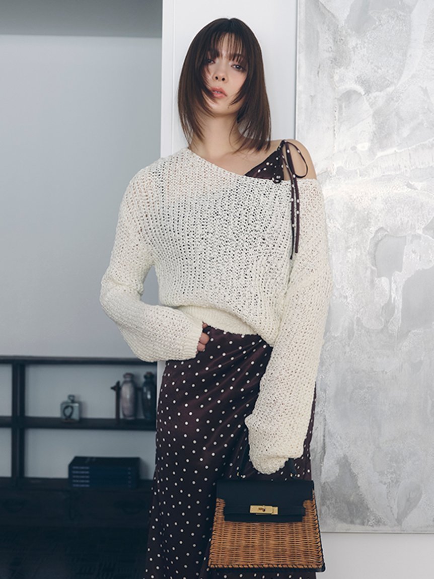 【フレイ アイディー/FRAY I.D】のスラブコットンローゲージニット インテリア・キッズ・メンズ・レディースファッション・服の通販 founy(ファニー) 　ファッション　Fashion　レディースファッション　Fashion for Women　トップス・カットソー　Cut & Sew Tops　ニット　Knit Tops & Sweaters　春　Spring　スマート　Smart, Elegant　スリーブ　Sleeve, Long Sleeve / Short Sleeve　バランス　Balance, Style Balance　フロント　Front, Front Design　ボトム　Bottoms, Lower Wear　おすすめ　Recommended / Our Picks　WHT[001]|ID: prp329100004861928 ipo3291000000036073068