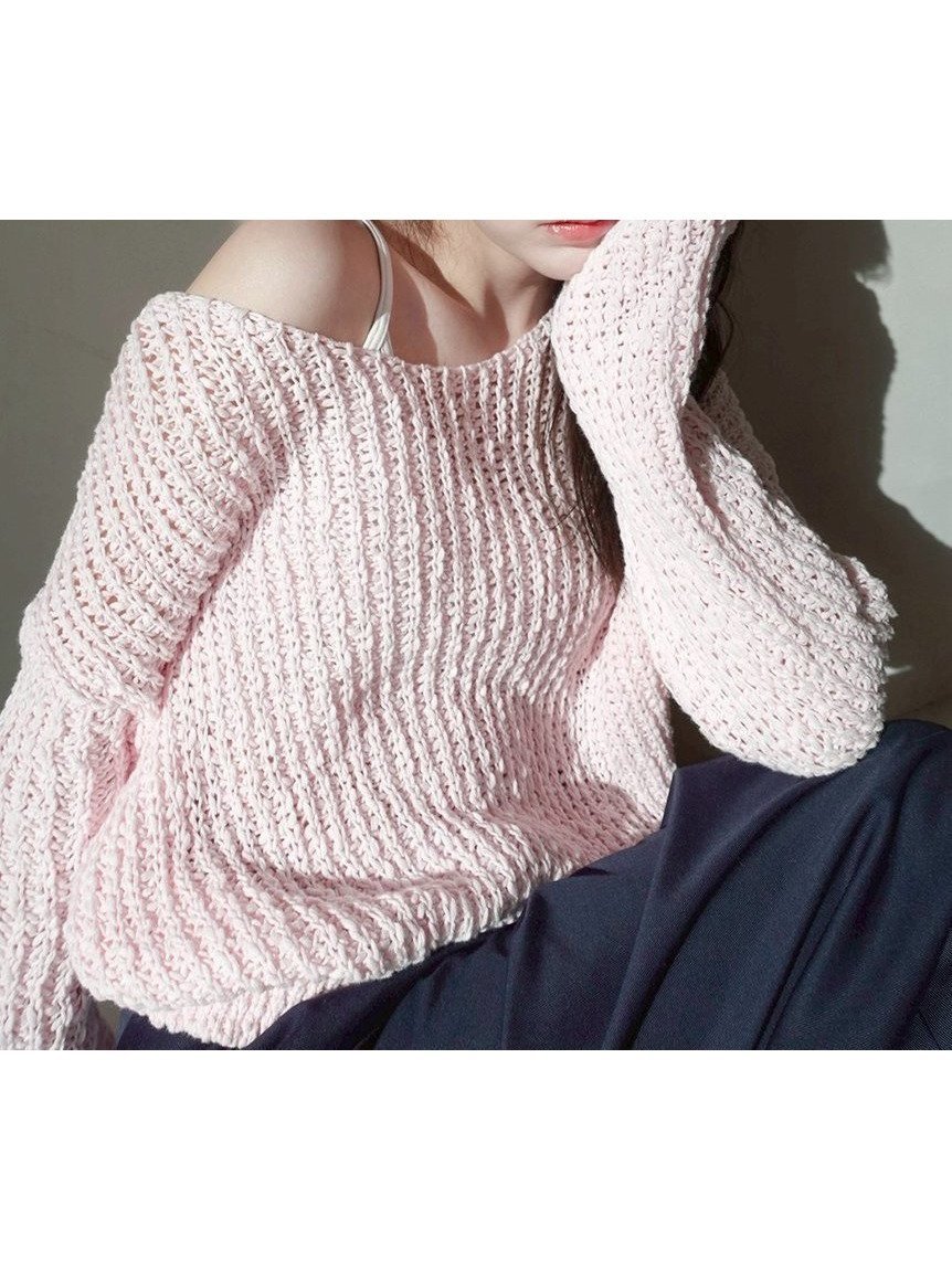 【フレイ アイディー/FRAY I.D】のスラブコットンローゲージニット インテリア・キッズ・メンズ・レディースファッション・服の通販 founy(ファニー) 　ファッション　Fashion　レディースファッション　Fashion for Women　トップス・カットソー　Cut & Sew Tops　ニット　Knit Tops & Sweaters　春　Spring　スマート　Smart, Elegant　スリーブ　Sleeve, Long Sleeve / Short Sleeve　バランス　Balance, Style Balance　フロント　Front, Front Design　ボトム　Bottoms, Lower Wear　おすすめ　Recommended / Our Picks　PNK[066]|ID: prp329100004861928 ipo3291000000036073072