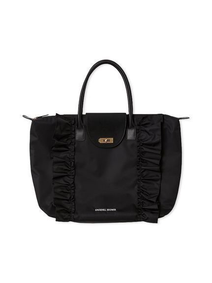 【スナイデル ホーム/SNIDEL HOME】のフリルナイロンバッグ インテリア・キッズ・メンズ・レディースファッション・服の通販 founy(ファニー) 　ファッション　Fashion　レディースファッション　Fashion for Women　バッグ　Bags　春　Spring　スマート　Smart, Elegant　チャーム　Charm, Pendant　トレンド　Trend, Trending Now　ドット　Polka Dot, Dot Pattern　フラップ　Flap, Flap Pocket　フリル　Frill, Ruffle　ポケット　Pocket, Pocket Detail　ポーチ　Pouch, Small Case　おすすめ　Recommended / Our Picks　旅行　Travel　ビジネス 仕事 通勤　Business / Work / Commuting　BLK[009]|ID: prp329100004861932 ipo3291000000036073469