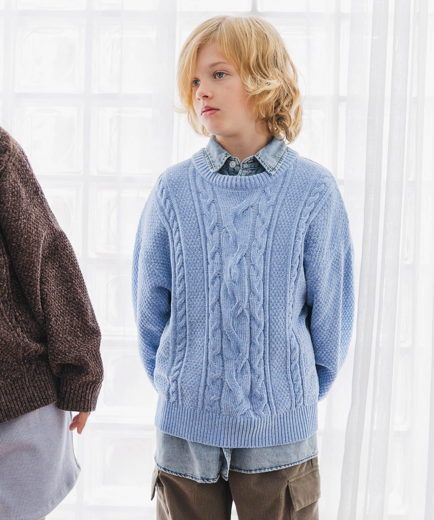 【グローバルワーク/GLOBAL WORK / KIDS】の洗えるモールケーブルプルオーバー/キッズ/603740 インテリア・キッズ・メンズ・レディースファッション・服の通販 founy(ファニー) 　ファッション　Fashion　キッズファッション　Fashion for Kids　トップス・カットソー　Cut & Sew Tops　おすすめ　Recommended / Our Picks　カーゴパンツ　Cargo Pants, Utility Pants　ショート　Short, Short Length　デニム　Denim, Jeans Material　トレンド　Trend, Trending Now　ボトム　Bottoms, Lower Wear　洗える　Machine Washable　サックス82|ID: prp329100004861938 ipo3291000000036073883