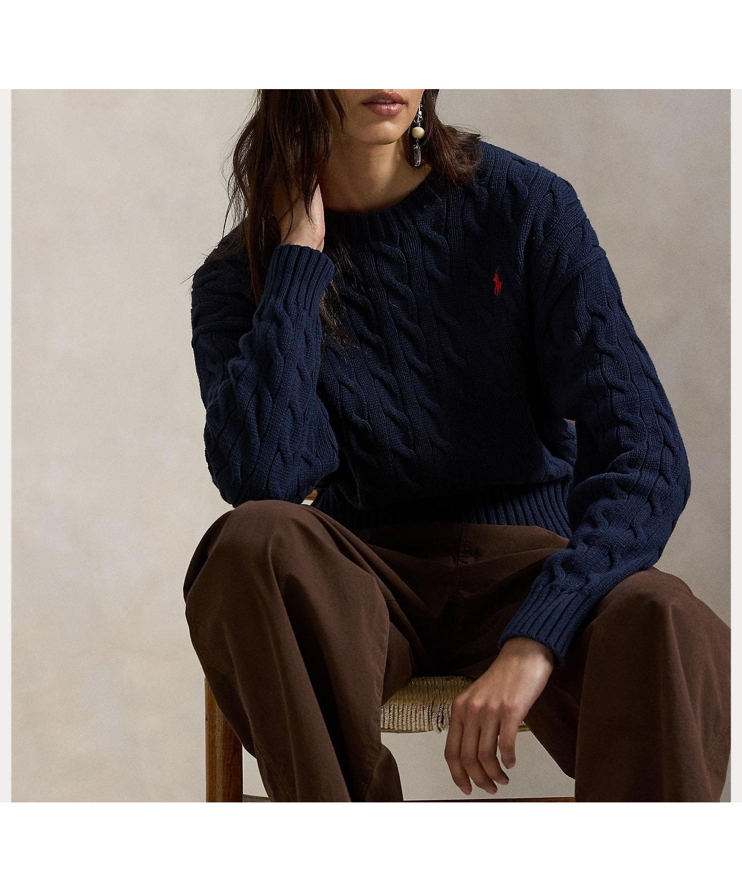 【ラルフローレン/RALPH LAUREN】のケーブルニット コットン クルーネック セーター 人気、トレンドファッション・服の通販 founy(ファニー) 　ファッション　Fashion　レディースファッション　Fashion for Women　トップス・カットソー　Cut & Sew Tops　ニット　Knit Tops & Sweaters　カフス　Cuff Design　ショルダー　Shoulder, Shoulder Strap　セーター　Sweater, Knitwear　ドロップ　Drop Shoulder, Dropped Style　フィット　Fit, Slim Fit　リブニット　Rib Knit, Ribbed Knit　リラックス　Relax, Relaxed Fit　長袖　Long Sleeve, Full Sleeve　 other-1|ID: prp329100004861955 ipo3291000000036074270