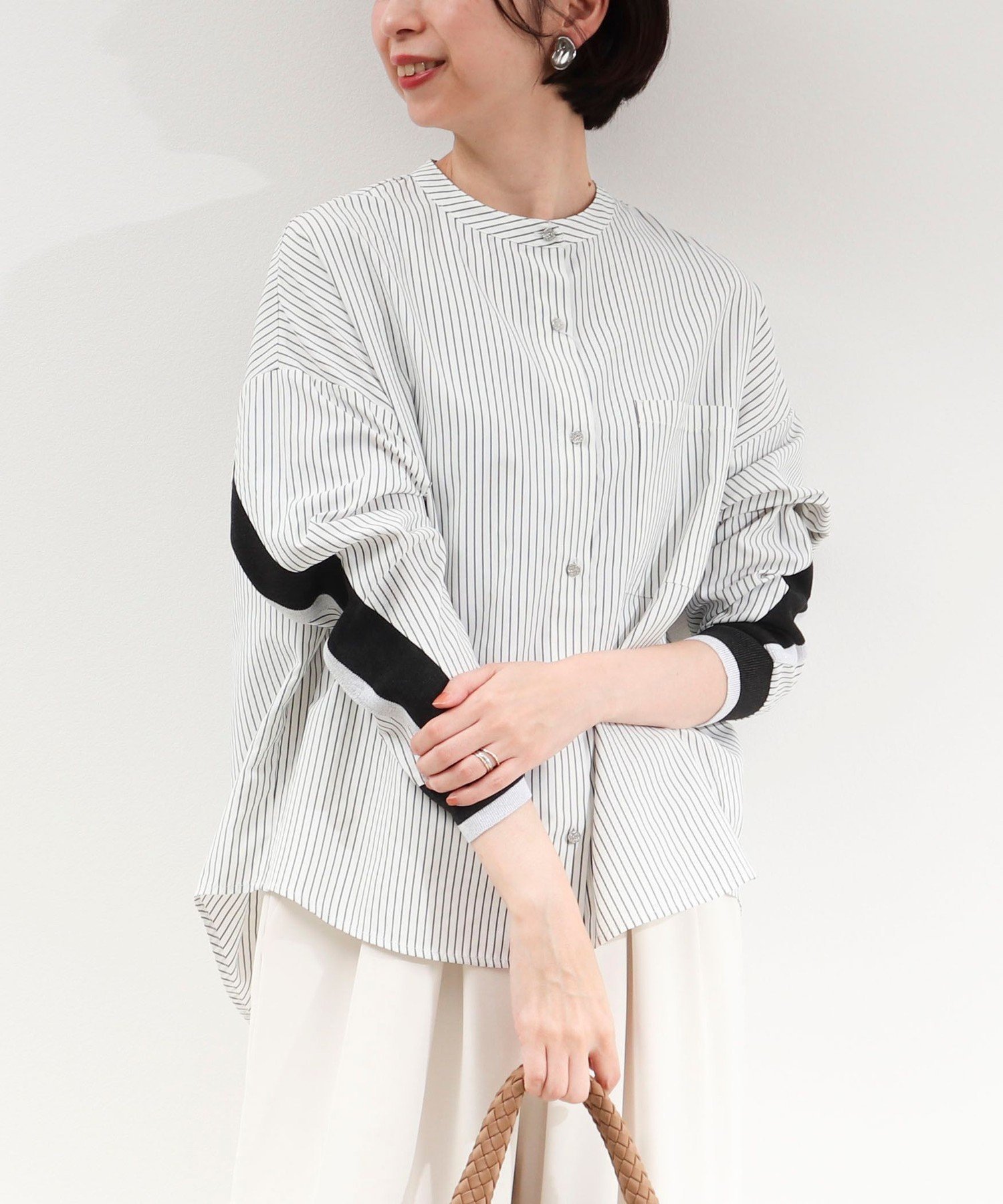 【ノーリーズ/NOLLEY'S】のバックヨークテープブラウス インテリア・キッズ・メンズ・レディースファッション・服の通販 founy(ファニー) 　ファッション　Fashion　レディースファッション　Fashion for Women　トップス・カットソー　Cut & Sew Tops　シャツ・ブラウス・オフィスカジュアル　Elegant Blouses & Button-Ups　バッグ　Bags　春　Spring　ストライプ　Stripe, Striped Pattern　人気　Popular, Best Seller　ポケット　Pocket, Pocket Detail　ヨーク　Yoke, Yoke Design　S/S・春夏　SS, Spring/Summer, Warm Season　アウトレット　Outlet / Clearance　おすすめ　Recommended / Our Picks　夏　Summer　2026年　2026　ホワイト系その他|ID: prp329100004862305 ipo3291000000036089465