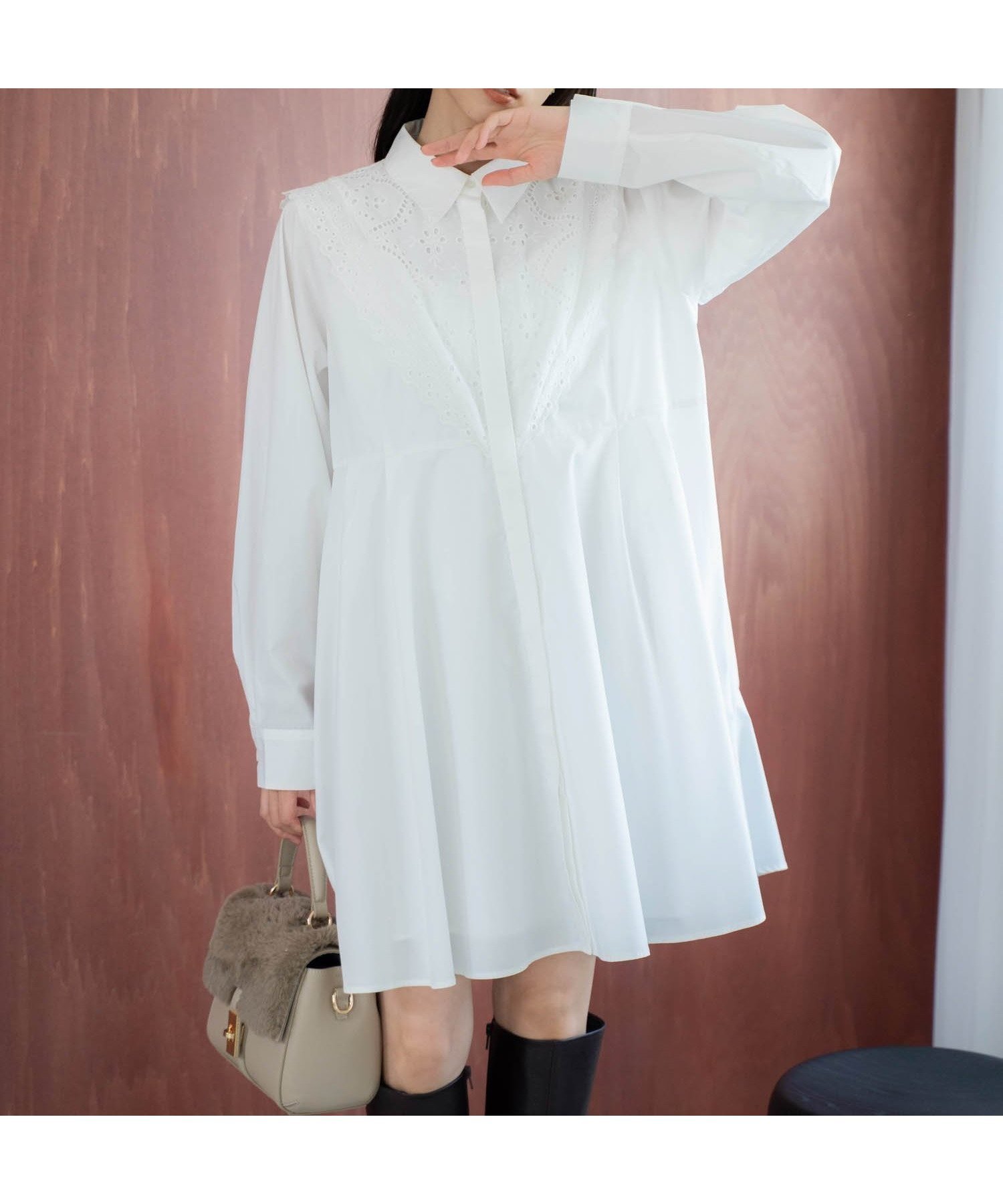 【ノエラ/Noela】のエンブロイダリーミニシャツワンピース インテリア・キッズ・メンズ・レディースファッション・服の通販 founy(ファニー) 　ファッション　Fashion　レディースファッション　Fashion for Women　ワンピース　Dresses　シャツワンピース / 1枚で着映えコーデ　Shirt Dresses　おすすめ　Recommended / Our Picks　キャミ　Camisole, Cami Top　ジャケット　Jacket, Outerwear　デニム　Denim, Jeans Material　トレンド　Trend, Trending Now　ポケット　Pocket, Pocket Detail　レース　Lace, Lace Fabric　ワーク　Workwear, Utility Style　エレガント 上品　Elegant　オフホワイト|ID: prp329100004862323 ipo3291000000036090228