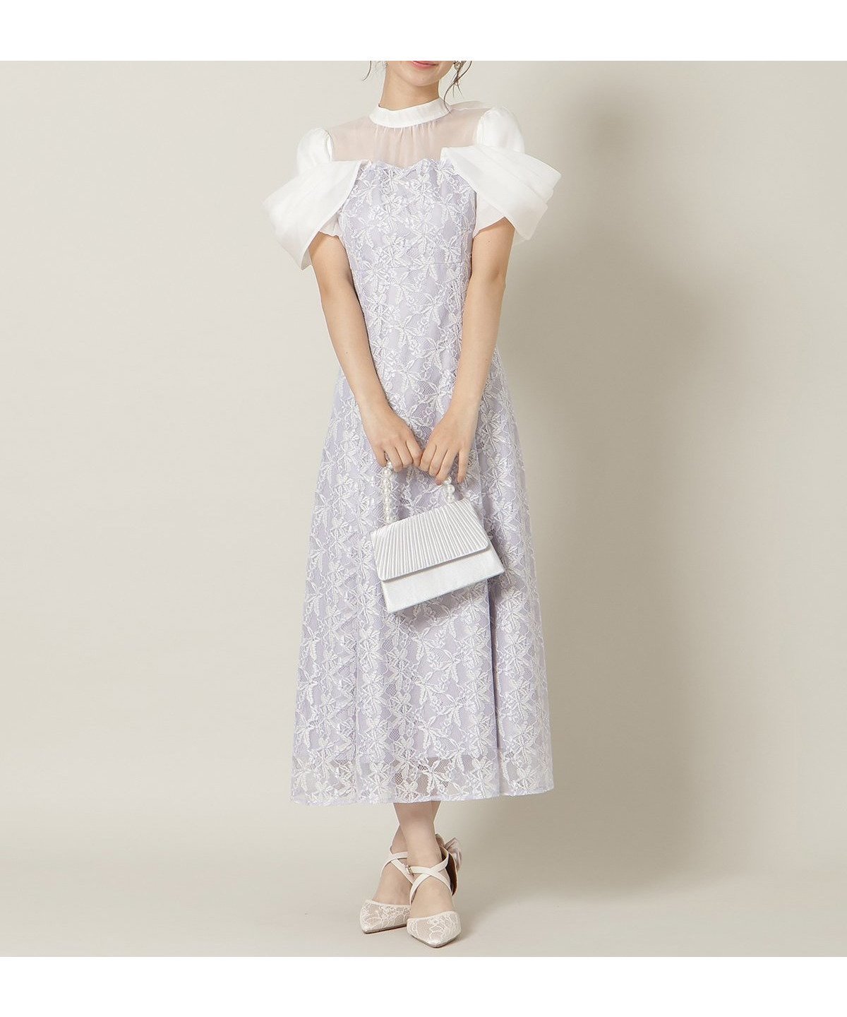 【ウィルセレクション/WILLSELECTION】のシアーベールレースワンピース 人気、トレンドファッション・服の通販 founy(ファニー) 　ファッション　Fashion　レディースファッション　Fashion for Women　ワンピース　Dresses　シアー　Sheer, See-Through　スタンド　Stand Collar, Upright Stand　ドレス　Dress, One-Piece　フラワー　Flower, Floral　ラベンダー　Lavender　リボン　Ribbon, Bow　レース　Lace, Lace Fabric　エレガント 上品　Elegant　 other-1|ID: prp329100004862326 ipo3291000000036090311