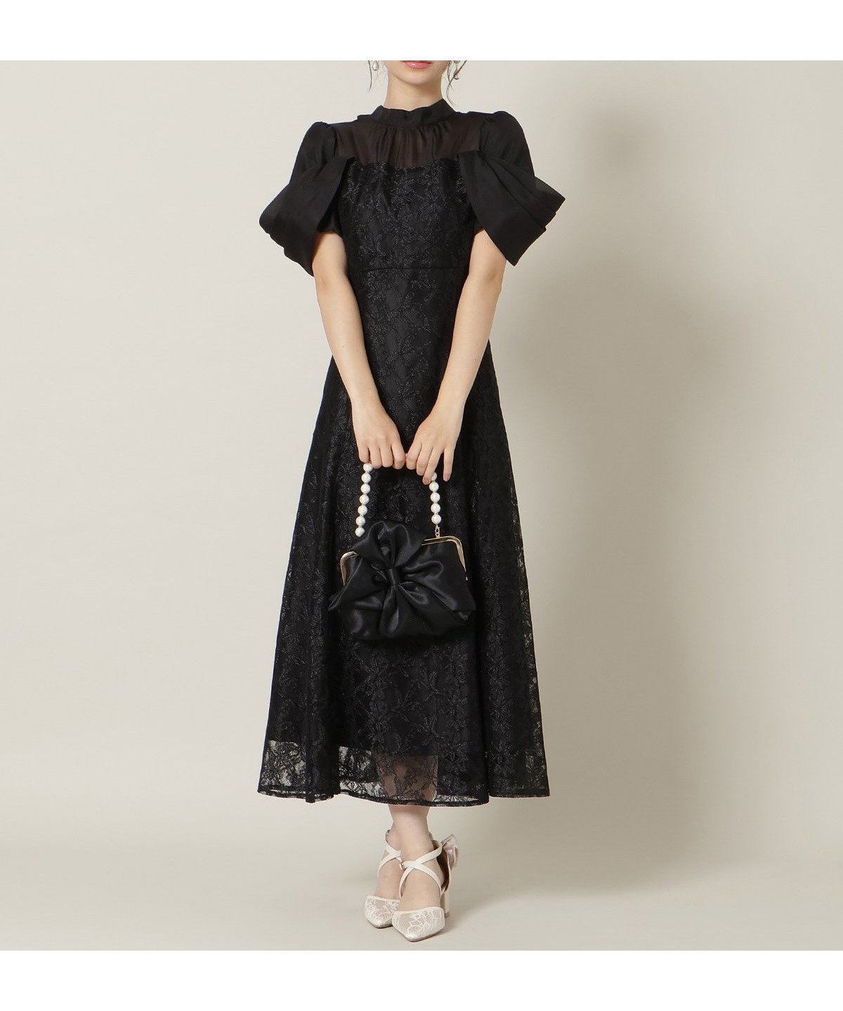 【ウィルセレクション/WILLSELECTION】のシアーベールレースワンピース インテリア・キッズ・メンズ・レディースファッション・服の通販 founy(ファニー) 　ファッション　Fashion　レディースファッション　Fashion for Women　ワンピース　Dresses　シアー　Sheer, See-Through　スタンド　Stand Collar, Upright Stand　ドレス　Dress, One-Piece　フラワー　Flower, Floral　ラベンダー　Lavender　リボン　Ribbon, Bow　レース　Lace, Lace Fabric　エレガント 上品　Elegant　ブラック|ID: prp329100004862326 ipo3291000000036090319