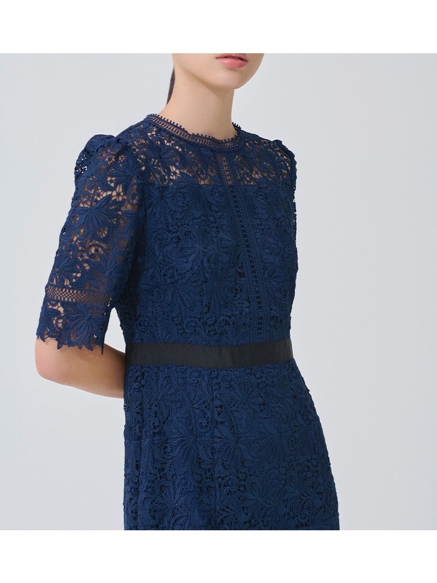 【セルフォード/CELFORD】のレースワンピース インテリア・キッズ・メンズ・レディースファッション・服の通販 founy(ファニー) 　ファッション　Fashion　レディースファッション　Fashion for Women　ワンピース　Dresses　スマート　Smart, Elegant　フラワー　Flower, Floral　モチーフ　Motif, Design Theme　レース　Lace, Lace Fabric　エレガント 上品　Elegant　定番　Standard, Basic Item　NVY[089]|ID: prp329100004862328 ipo3291000000036090338