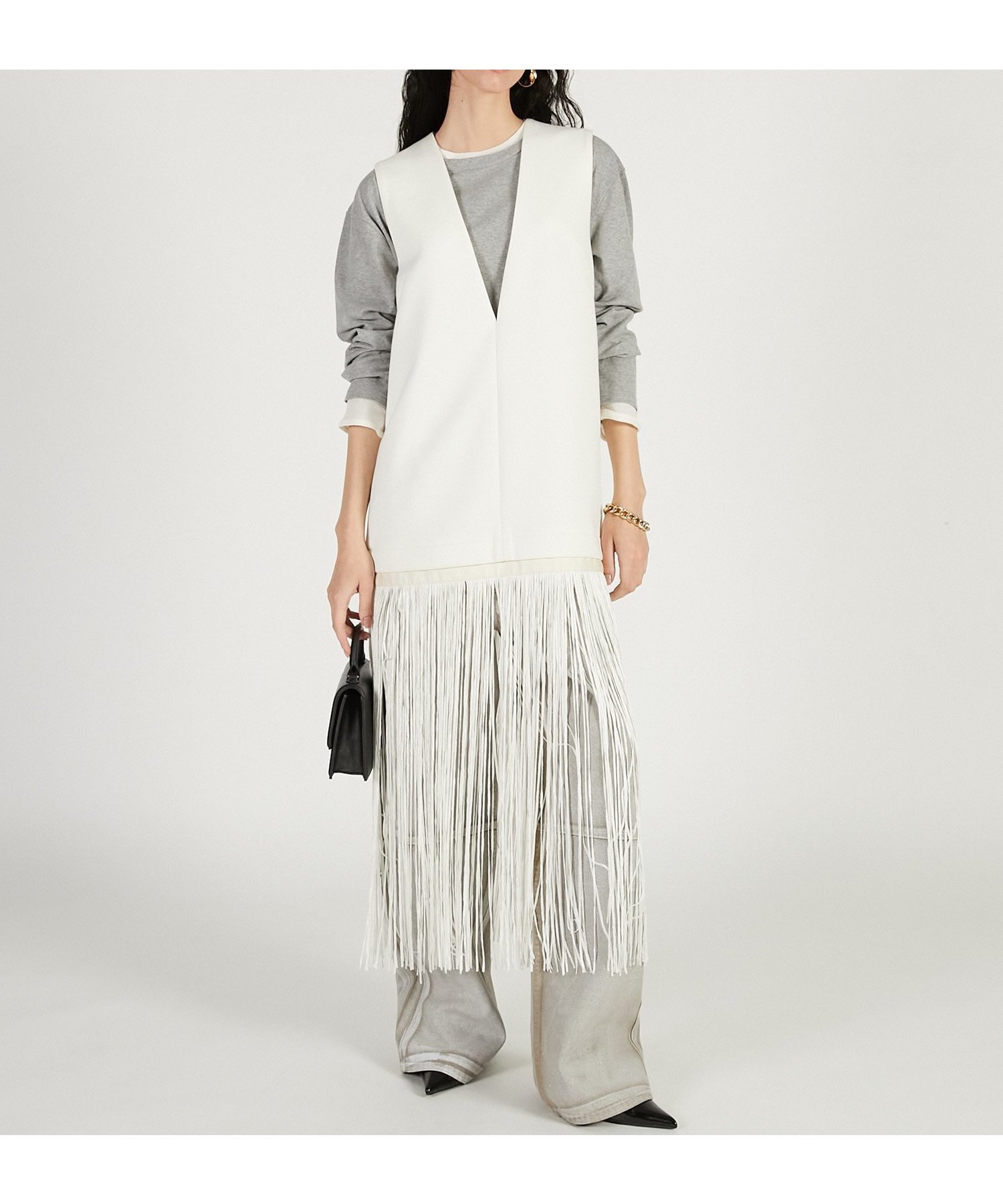 【プランク プロジェクト/PRANK PROJECT】のフリンジワンピース / Fringe One-Piece インテリア・キッズ・メンズ・レディースファッション・服の通販 founy(ファニー) ファッション Fashion レディースファッション Fashion for Women ワンピース Dresses カッティング Cutting Detail シンプル Simple, Minimal ジャケット Jacket, Outerwear ドレス Dress, One-Piece フォルム Silhouette, Form フリンジ Fringe, Tassel WHT|ID: prp329100004862329 ipo3291000000036090349