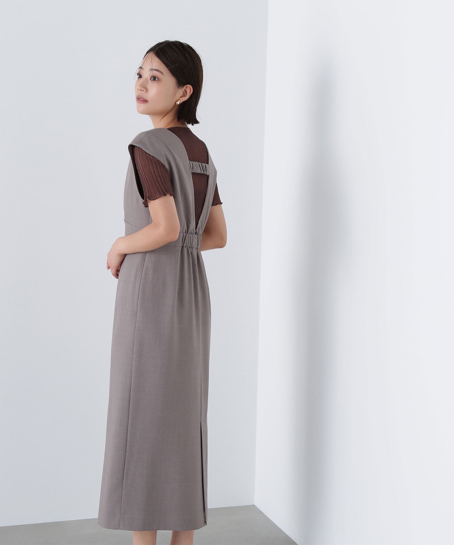 【ナチュラル ビューティー ベーシック/NATURAL BEAUTY BASIC】のシャークスキンナロージャンスカ インテリア・キッズ・メンズ・レディースファッション・服の通販 founy(ファニー) 　ファッション　Fashion　レディースファッション　Fashion for Women　おすすめ　Recommended / Our Picks　インナー　Innerwear　キャミソール　Camisole, Spaghetti Strap Top　フェミニン　Feminine, Girly　メランジ　Melange, Mixed Yarn　ラップ　Wrap, Wrap Design　ブラウン|ID: prp329100004862331 ipo3291000000036090392