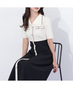 【ジルバイジルスチュアート/JILL by JILLSTUART】の開襟配色ニットワンピース 人気、トレンドファッション・服の通販 founy(ファニー) ファッション Fashion レディースファッション Fashion for Women ワンピース Dresses ニットワンピース Knit Dresses エレガント 上品 Elegant スマート Smart, Elegant パイピング Piping, Trim Design フィット Fit, Slim Fit フェミニン Feminine, Girly フレア Flare, Flared |ID:prp329100004862337