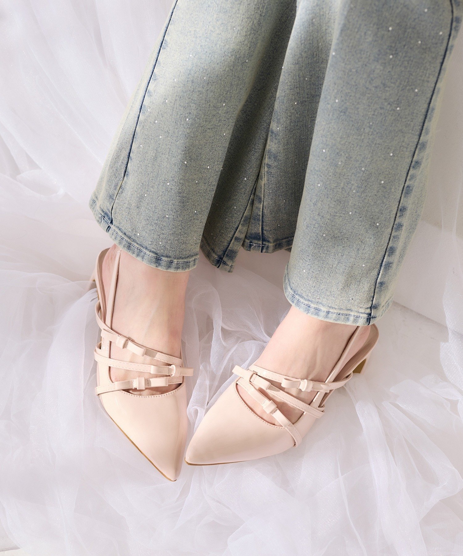 【ナイスクラップ/NICE CLAUP】のリボンヒールミュール インテリア・キッズ・メンズ・レディースファッション・服の通販 founy(ファニー) 　ファッション　Fashion　レディースファッション　Fashion for Women　オケージョン　Occasion Wear　セレモニー　Ceremony　入学式　Entrance Ceremony　卒業式　Graduation Ceremony　ピンク|ID: prp329100004862385 ipo3291000000036091524