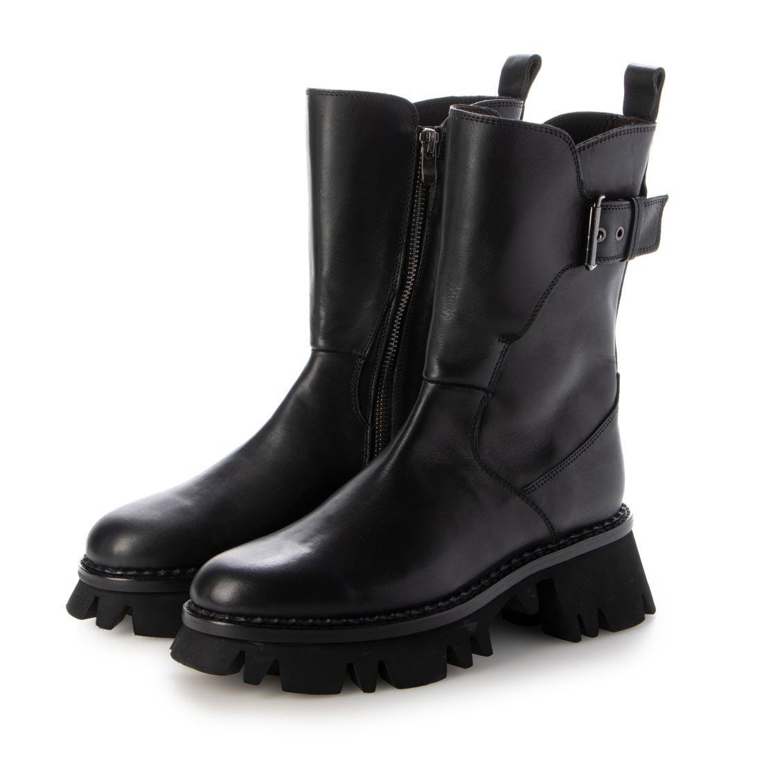 【ラボキゴシ ワークス/RABOKIGOSHI works】の5.5cm本革厚底ミディアムブーツ インテリア・キッズ・メンズ・レディースファッション・服の通販 founy(ファニー) ファッション Fashion レディースファッション Fashion for Women ショート Short, Short Length デニム Denim, Jeans Material 厚底 Platform Shoes ブラック|ID: prp329100004862403 ipo3291000000036091783