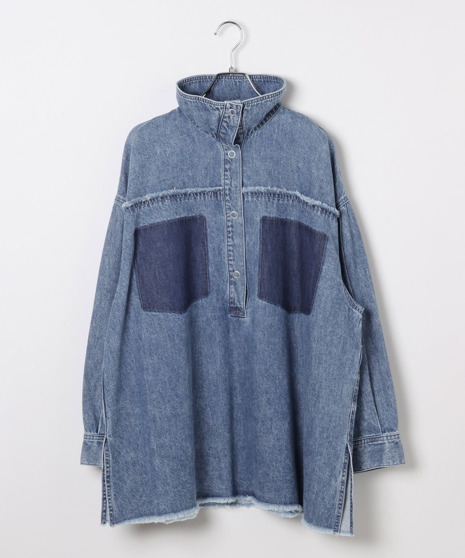 【レプシィム ローリーズファーム/LEPSIM LOWRYS FARM】のデニム襟付きプルオーバー インテリア・キッズ・メンズ・レディースファッション・服の通販 founy(ファニー) ファッション Fashion レディースファッション Fashion for Women トップス・カットソー Cut & Sew Tops カジュアルプルオーバー・ニットトップス Pullovers & Knit Tops / Casual Pullovers おすすめ Recommended / Our Picks ストライプ Stripe, Striped Pattern セットアップ Set-Up, Coordinated Outfit デニム Denim, Jeans Material ハイネック High Neck, Mock Neck ハーフ Half, Half-Length レース Lace, Lace Fabric ケミカルブルー85|ID: prp329100004863358 ipo3291000000036156901