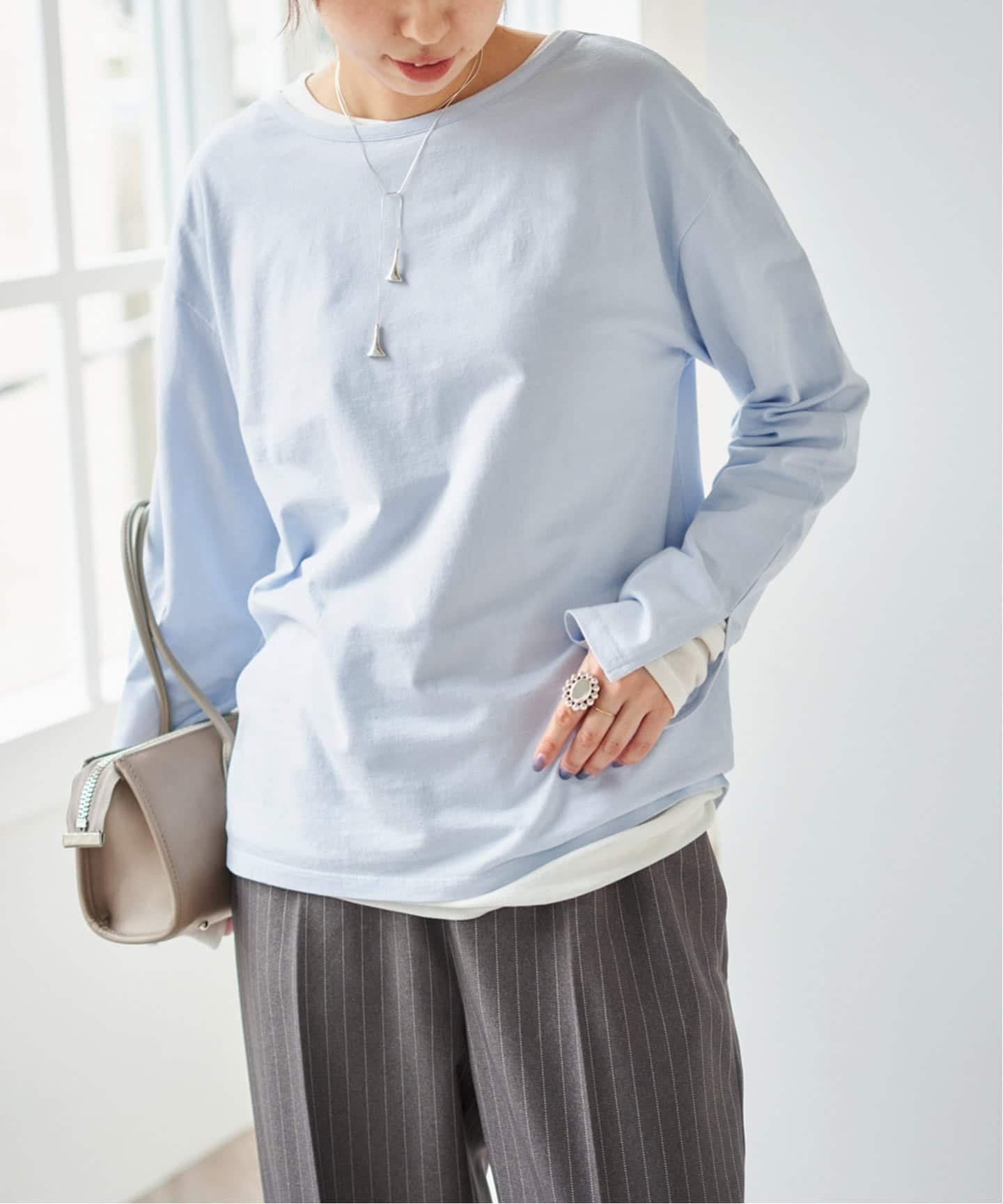 【スピック&スパン/Spick & Span】の《一部店舗+WEB限定》2枚SET レイヤードプルオーバー インテリア・キッズ・メンズ・レディースファッション・服の通販 founy(ファニー) 　ファッション　Fashion　レディースファッション　Fashion for Women　トップス・カットソー　Cut & Sew Tops　カジュアルプルオーバー・ニットトップス　Pullovers & Knit Tops / Casual Pullovers　カットソー　Cut and Sewn Top　シアー　Sheer, See-Through　スリーブ　Sleeve, Long Sleeve / Short Sleeve　バランス　Balance, Style Balance　ボトム　Bottoms, Lower Wear　ロング　Long, Long-Length　春　Spring　サックスブルー B|ID: prp329100004863550 ipo3291000000036159066