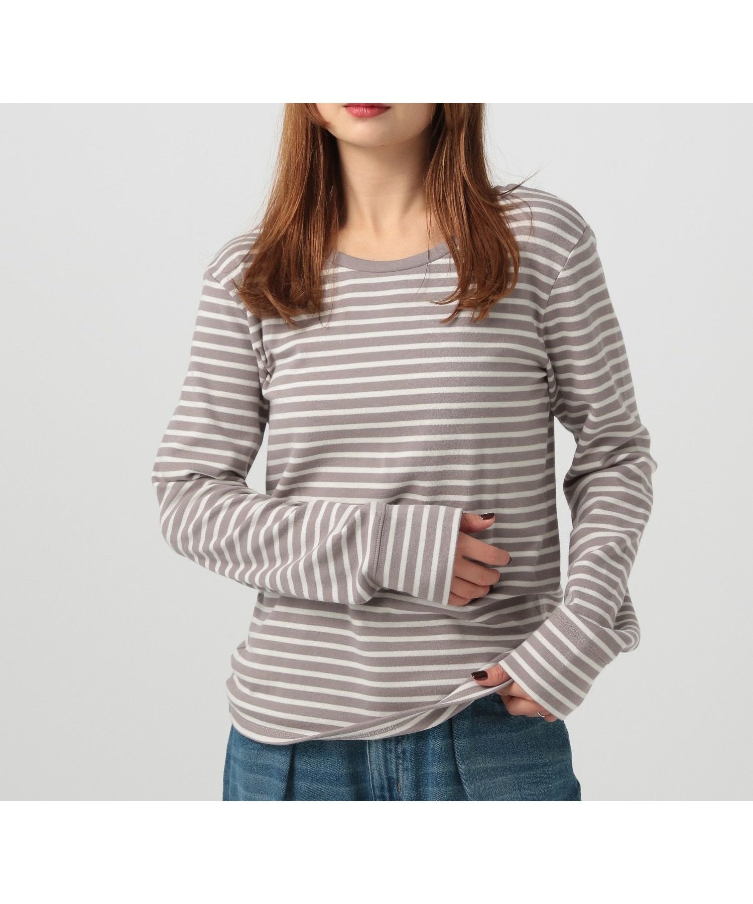 【ベイフロー/BAYFLOW】の前後VとUネックで着られる 2WAYストレッチスムースロンT インテリア・キッズ・メンズ・レディースファッション・服の通販 founy(ファニー) ファッション Fashion レディースファッション Fashion for Women トップス・カットソー Cut & Sew Tops ロングTシャツ・Tシャツ Longline T-Shirts & Tees おすすめ Recommended / Our Picks インナー Innerwear カットソー Cut and Sewn Top ストレッチ Stretch, Stretchy Fabric ボーダー Border, Stripe ラウンド Round, Round Neck ロング Long, Long-Length 人気 Popular, Best Seller 定番 Standard, Basic Item 無地 Plain, Solid Color ベージュBD55|ID: prp329100004863563 ipo3291000000036160063