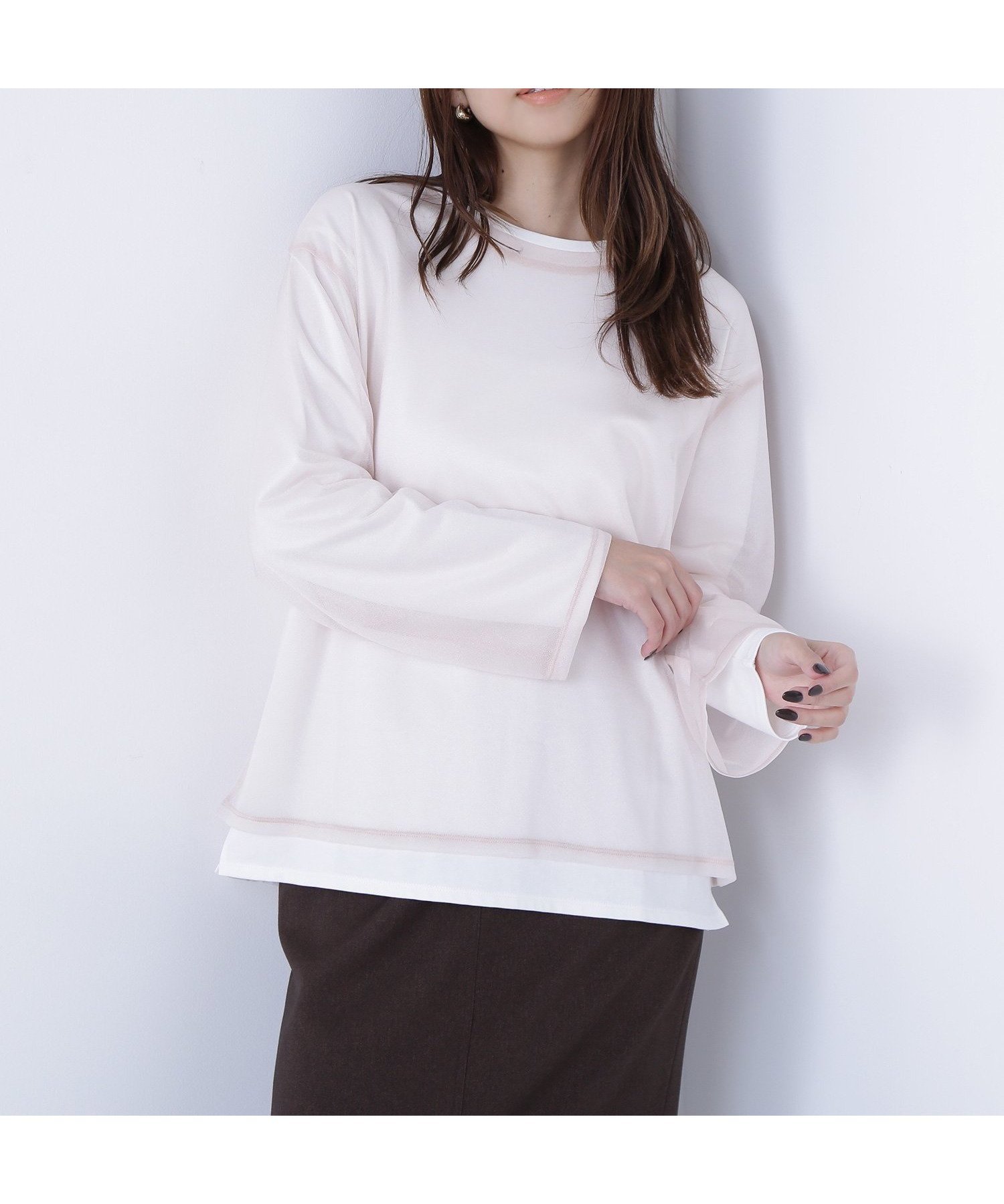 【ナチュラル ビューティー ベーシック/NATURAL BEAUTY BASIC】のシアーレイヤードカットソー 人気、トレンドファッション・服の通販 founy(ファニー) ファッション Fashion レディースファッション Fashion for Women トップス・カットソー Cut & Sew Tops カットソー・ベーシックTシャツ Cut-and-Sewn Tops / Stretch Tees & Basics カットソー Cut and Sewn Top シアー Sheer, See-Through シンプル Simple, Minimal スリット Slit, Slit Detail トレンド Trend, Trending Now 定番 Standard, Basic Item other-1|ID: prp329100004863566 ipo3291000000036160174