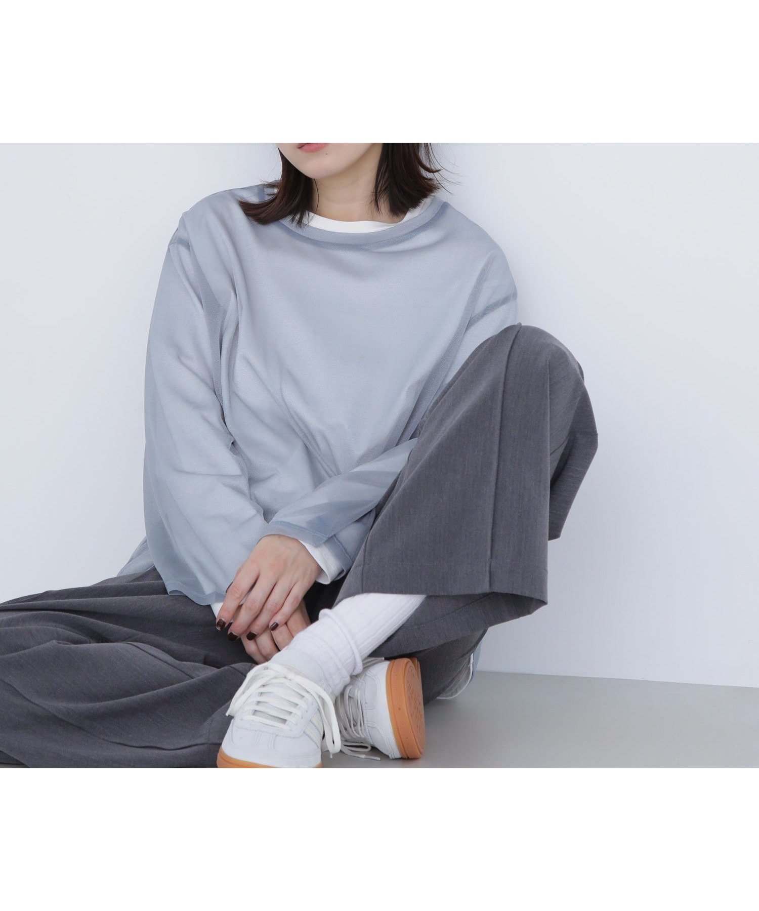 【ナチュラル ビューティー ベーシック/NATURAL BEAUTY BASIC】のシアーレイヤードカットソー インテリア・キッズ・メンズ・レディースファッション・服の通販 founy(ファニー) ファッション Fashion レディースファッション Fashion for Women トップス・カットソー Cut & Sew Tops カットソー・ベーシックTシャツ Cut-and-Sewn Tops / Stretch Tees & Basics カットソー Cut and Sewn Top シアー Sheer, See-Through シンプル Simple, Minimal スリット Slit, Slit Detail トレンド Trend, Trending Now 定番 Standard, Basic Item ブルー×オフ2|ID: prp329100004863566 ipo3291000000036160184