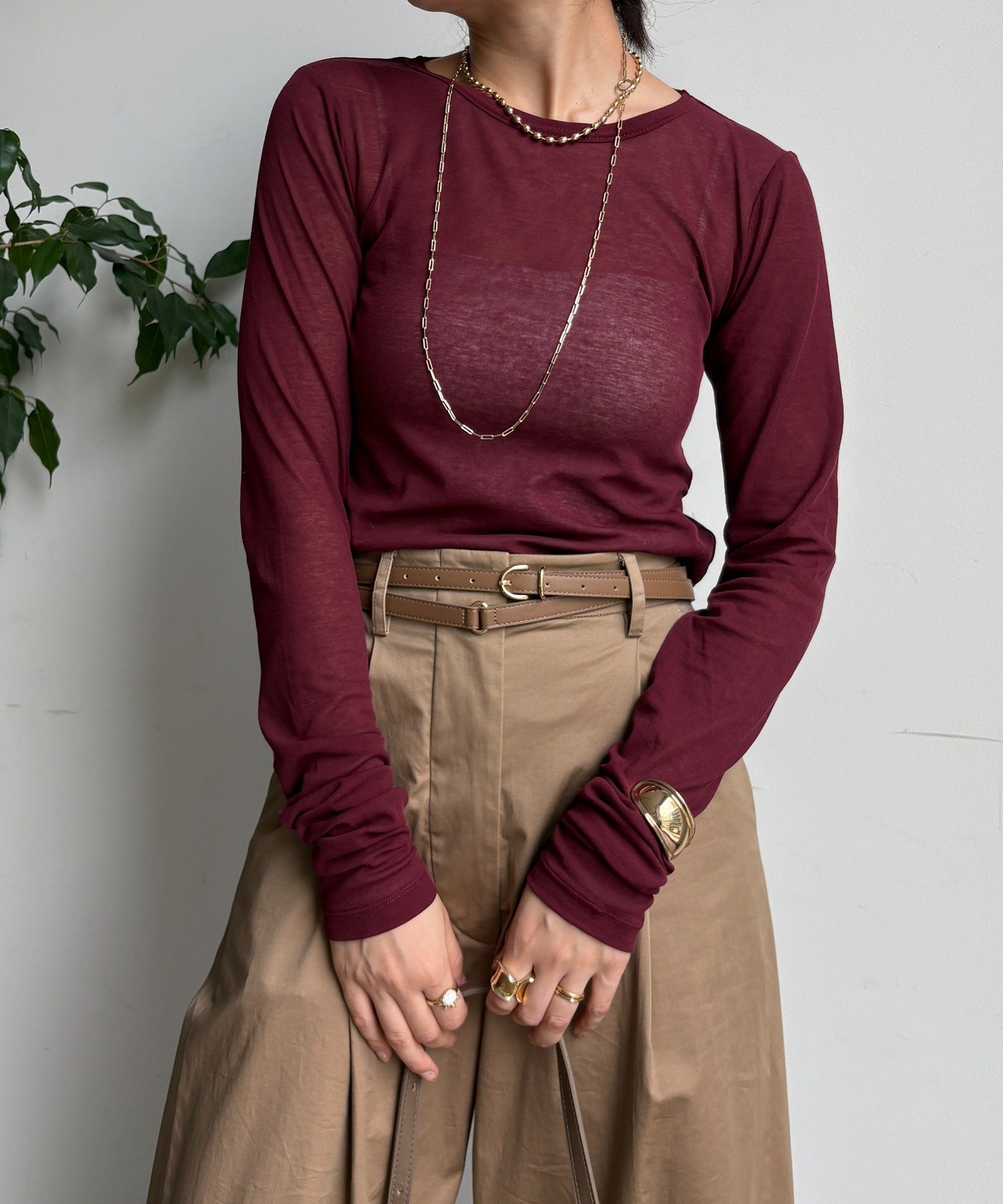 【ドゥドゥ/DouDou】の【新色追加】コットンシアーTEE インテリア・キッズ・メンズ・レディースファッション・服の通販 founy(ファニー) ファッション Fashion レディースファッション Fashion for Women インナー Innerwear コンパクト Compact, Small Size サロペット Overalls, Salopette シアー Sheer, See-Through スマート Smart, Elegant A/W・秋冬 Autumn/Winter 冬 Winter / This Winter 再入荷 Restock / Back in Stock エレガント 上品 Elegant 2025年 2025 2025-2026秋冬・A/W Autumn/Winter 2025–26 AW25–26 ボルドー|ID: prp329100004863576 ipo3291000000036161104