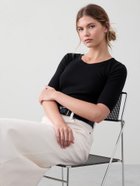 【バナナリパブリック ファクトリーストア/BANANA REPUBLIC FACTORY STORE】のBANANA REPUBLIC FACTORY STORE リブエルボースリーブTシャツ 人気、トレンドファッション・服の通販 founy(ファニー) ファッション Fashion レディースファッション Fashion for Women トップス・カットソー Cut & Sew Tops シャツ・ブラウス・オフィスカジュアル Elegant Blouses & Button-Ups ロングTシャツ・Tシャツ Longline T-Shirts & Tees インナー Innerwear ジャケット Jacket, Outerwear デコルテ Décolleté, Neckline ベーシック Basic, Essential thumbnail BLACK|ID: prp329100004863579 ipo3291000000036161351