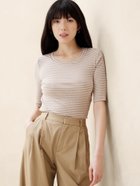 【バナナリパブリック ファクトリーストア/BANANA REPUBLIC FACTORY STORE】のBANANA REPUBLIC FACTORY STORE リブエルボースリーブTシャツ 人気、トレンドファッション・服の通販 founy(ファニー) ファッション Fashion レディースファッション Fashion for Women トップス・カットソー Cut & Sew Tops シャツ・ブラウス・オフィスカジュアル Elegant Blouses & Button-Ups ロングTシャツ・Tシャツ Longline T-Shirts & Tees インナー Innerwear ジャケット Jacket, Outerwear デコルテ Décolleté, Neckline ベーシック Basic, Essential thumbnail LIGHT_GROUNDED_STRIPE|ID: prp329100004863579 ipo3291000000036161381