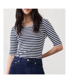 【バナナリパブリック ファクトリーストア/BANANA REPUBLIC FACTORY STORE】のBANANA REPUBLIC FACTORY STORE リブエルボースリーブTシャツ 人気、トレンドファッション・服の通販 founy(ファニー) ファッション Fashion レディースファッション Fashion for Women トップス・カットソー Cut & Sew Tops シャツ・ブラウス・オフィスカジュアル Elegant Blouses & Button-Ups ロングTシャツ・Tシャツ Longline T-Shirts & Tees インナー Innerwear ジャケット Jacket, Outerwear デコルテ Décolleté, Neckline ベーシック Basic, Essential thumbnail WHITE_WITH_NAVY_STRIPE|ID: prp329100004863579 ipo3291000000036161419