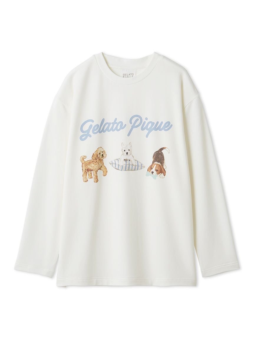 【ジェラート ピケ/gelato pique】の【UNISEX】プレイフルDOGワンポイントロンT インテリア・キッズ・メンズ・レディースファッション・服の通販 founy(ファニー) 　ファッション　Fashion　レディースファッション　Fashion for Women　トップス・カットソー　Cut & Sew Tops　ロングTシャツ・Tシャツ　Longline T-Shirts & Tees　ユニセックス　Unisex, Genderless　おすすめ　Recommended / Our Picks　スマート　Smart, Elegant　ハーフ　Half, Half-Length　プリント　Print, Printed Pattern　ロング　Long, Long-Length　ワンポイント　One Point, Statement Accent　犬　Dog　OWHT[002]|ID: prp329100004863582 ipo3291000000036161866
