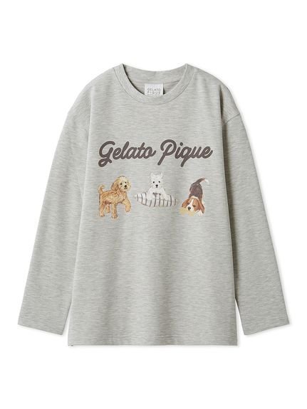 【ジェラート ピケ/gelato pique】の【UNISEX】プレイフルDOGワンポイントロンT インテリア・キッズ・メンズ・レディースファッション・服の通販 founy(ファニー) 　ファッション　Fashion　レディースファッション　Fashion for Women　トップス・カットソー　Cut & Sew Tops　ロングTシャツ・Tシャツ　Longline T-Shirts & Tees　ユニセックス　Unisex, Genderless　おすすめ　Recommended / Our Picks　スマート　Smart, Elegant　ハーフ　Half, Half-Length　プリント　Print, Printed Pattern　ロング　Long, Long-Length　ワンポイント　One Point, Statement Accent　犬　Dog　GRY[006]|ID: prp329100004863582 ipo3291000000036161868