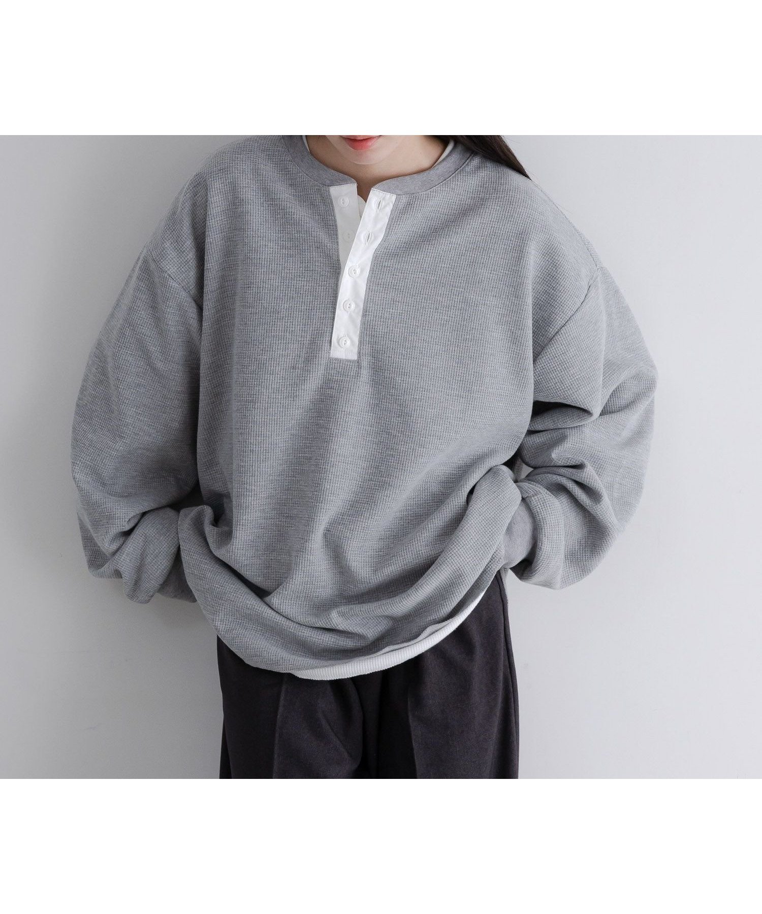 【ローリーズファーム/LOWRYS FARM】の【LFM】ワッフルヘンリーネックTLS インテリア・キッズ・メンズ・レディースファッション・服の通販 founy(ファニー) ファッション Fashion レディースファッション Fashion for Women おすすめ Recommended / Our Picks インナー Innerwear カーゴパンツ Cargo Pants, Utility Pants スウェット / スエット Sweatshirt, Sweatwear ストレッチ Stretch, Stretchy Fabric トレンド Trend, Trending Now ワッフル Waffle, Waffle Knit グレー15|ID: prp329100004863586 ipo3291000000036162171