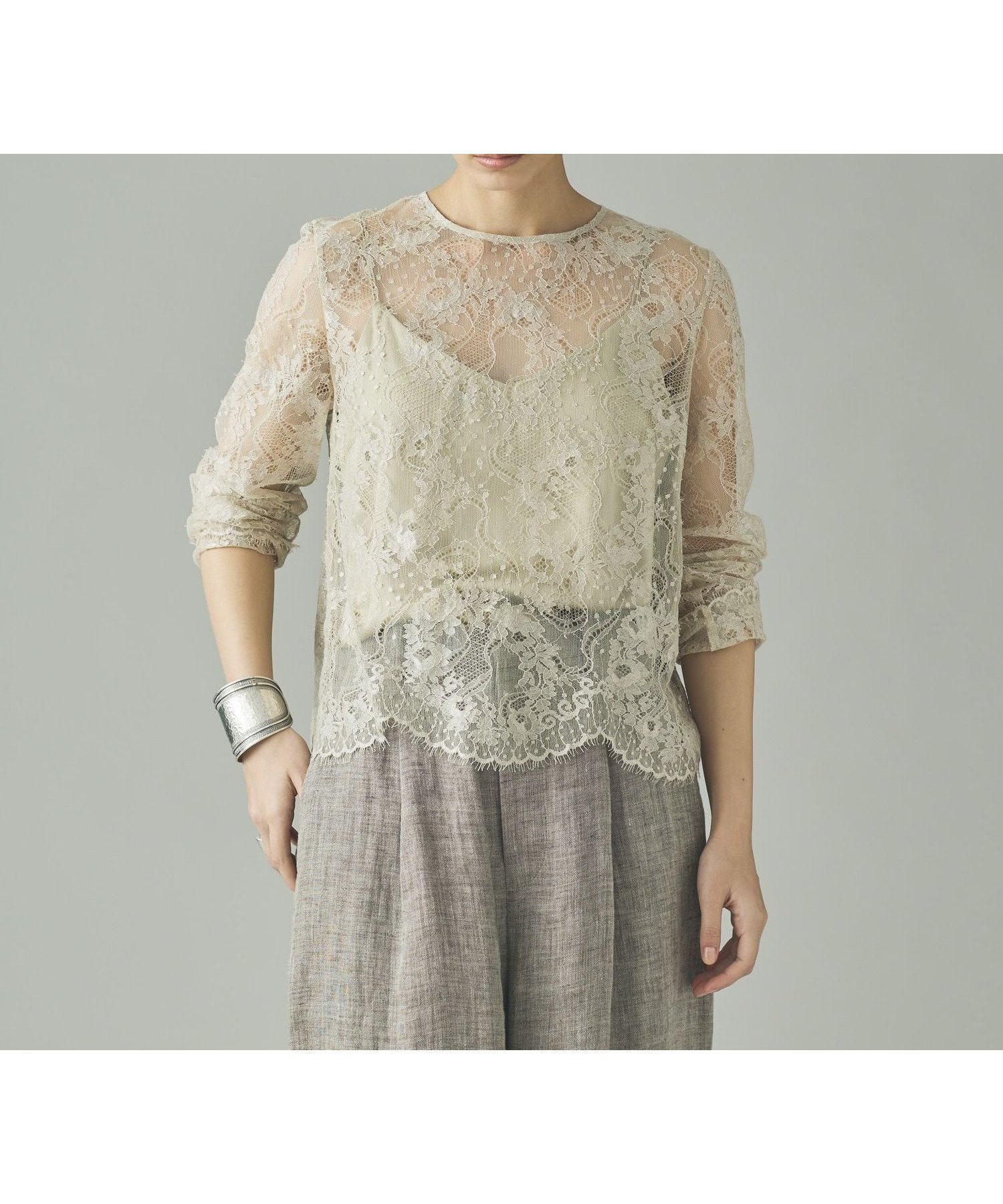 【カレンソロジー/Curensology】のC.S.G リネンリバーレースブラウス 人気、トレンドファッション・服の通販 founy(ファニー) 　ファッション　Fashion　レディースファッション　Fashion for Women　トップス・カットソー　Cut & Sew Tops　シャツ・ブラウス・オフィスカジュアル　Elegant Blouses & Button-Ups　インナー　Innerwear　エレガント 上品　Elegant　スカラップ　Scallop, Scalloped Edge　ベーシック　Basic, Essential　リネン　Linen, Linen Fabric　レース　Lace, Lace Fabric　 other-1|ID: prp329100004863598 ipo3291000000036163771