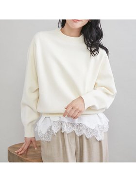 【ミラオーウェン/Mila Owen】のレースヘムレイヤードニット 人気、トレンドファッション・服の通販 founy(ファニー) ファッション Fashion レディースファッション Fashion for Women トップス・カットソー Cut & Sew Tops ニット Knit Tops & Sweaters イレギュラーヘム Irregular Hem シンプル Simple, Minimal スマート Smart, Elegant バランス Balance, Style Balance ボトム Bottoms, Lower Wear レース Lace, Lace Fabric ロマンティック Romantic, Feminine Style |ID:prp329100004863599