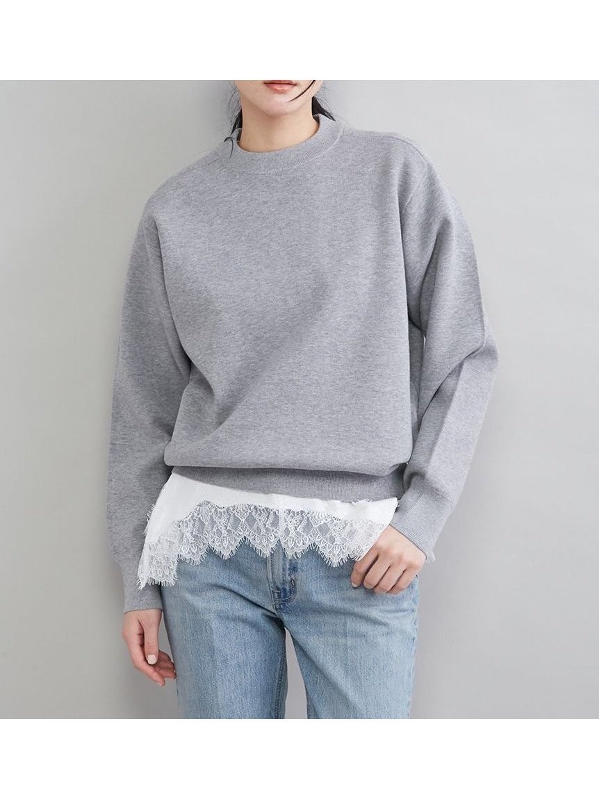 【ミラオーウェン/Mila Owen】のレースヘムレイヤードニット インテリア・キッズ・メンズ・レディースファッション・服の通販 founy(ファニー) 　ファッション　Fashion　レディースファッション　Fashion for Women　トップス・カットソー　Cut & Sew Tops　ニット　Knit Tops & Sweaters　イレギュラーヘム　Irregular Hem　シンプル　Simple, Minimal　スマート　Smart, Elegant　バランス　Balance, Style Balance　ボトム　Bottoms, Lower Wear　レース　Lace, Lace Fabric　ロマンティック　Romantic, Feminine Style　GRY[006]|ID: prp329100004863599 ipo3291000000036163817