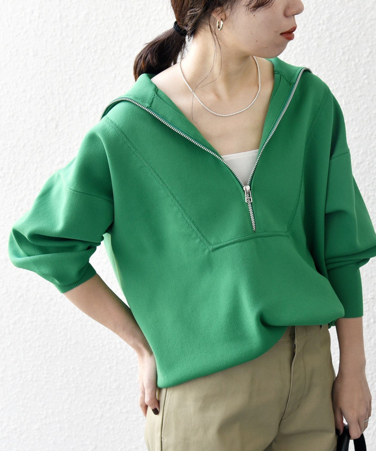 【シップス フォー ウィメン/SHIPS】の【WEB限定】SHIPS any 手洗い可能 ハーフ ジップ ハイネック プルオーバー インテリア・キッズ・メンズ・レディースファッション・服の通販 founy(ファニー) 　ファッション　Fashion　レディースファッション　Fashion for Women　トップス・カットソー　Cut & Sew Tops　カジュアルプルオーバー・ニットトップス　Pullovers & Knit Tops / Casual Pullovers　洗える　Machine Washable　ジップ　Zip, Zipper　ハイネック　High Neck, Mock Neck　ハーフ　Half, Half-Length　ロング　Long, Long-Length　2026年　2026　グリーン|ID: prp329100004863601 ipo3291000000036164061