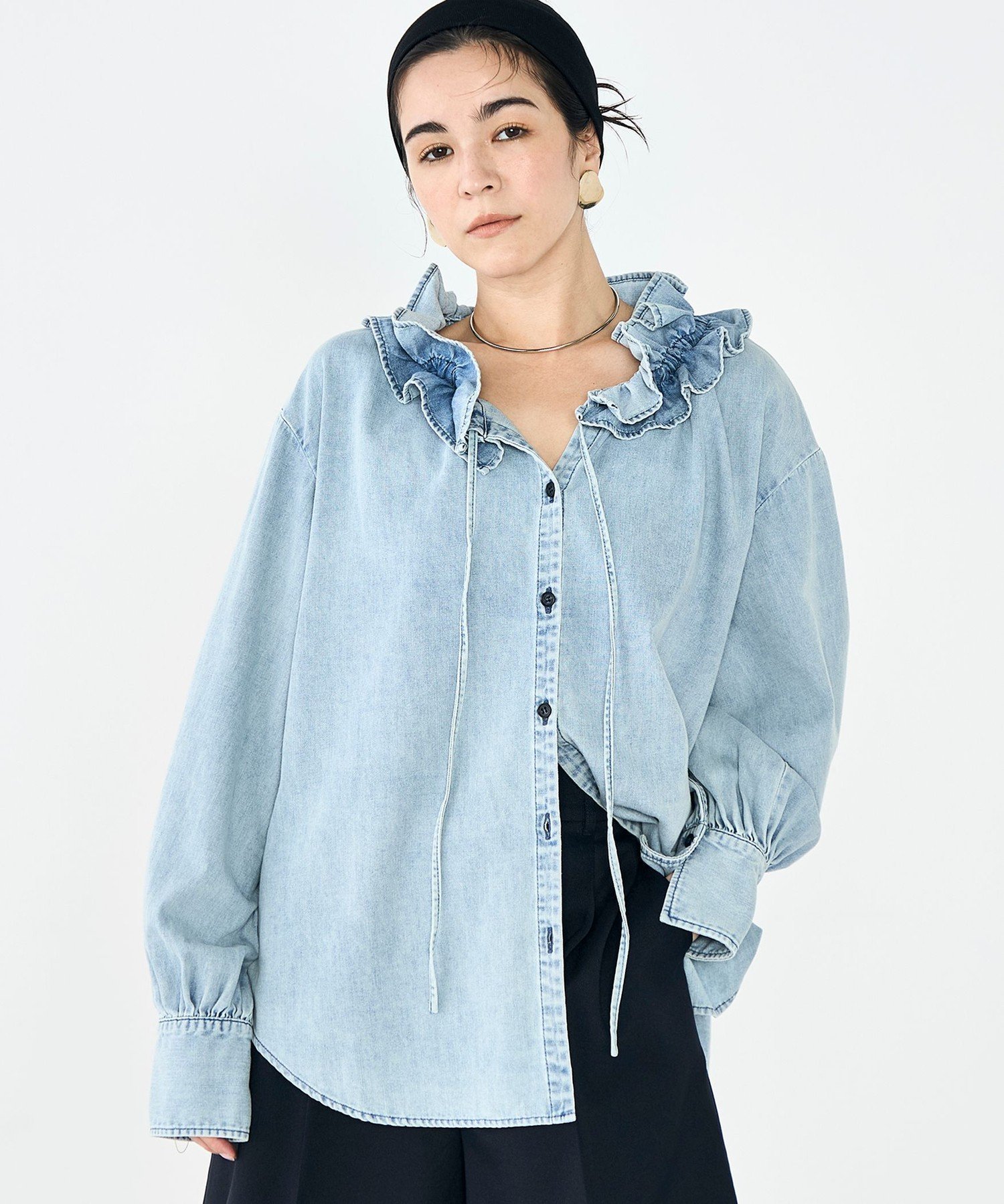 【ノーリーズ/NOLLEY'S】の【RM denim】フリルギャザーデニムブラウス 人気、トレンドファッション・服の通販 founy(ファニー) 　ファッション　Fashion　レディースファッション　Fashion for Women　トップス・カットソー　Cut & Sew Tops　シャツ・ブラウス・オフィスカジュアル　Elegant Blouses & Button-Ups　春　Spring　キャミソール　Camisole, Spaghetti Strap Top　ギャザー　Gathered, Ruffled　スウェット / スエット　Sweatshirt, Sweatwear　タンク　Tank Top, Sleeveless Top　デニム　Denim, Jeans Material　フリル　Frill, Ruffle　羽織　Haori, Light Jacket　A/W・秋冬　Autumn/Winter　おすすめ　Recommended / Our Picks　夏　Summer　2026年　2026　 other-1|ID: prp329100004863613 ipo3291000000036164917