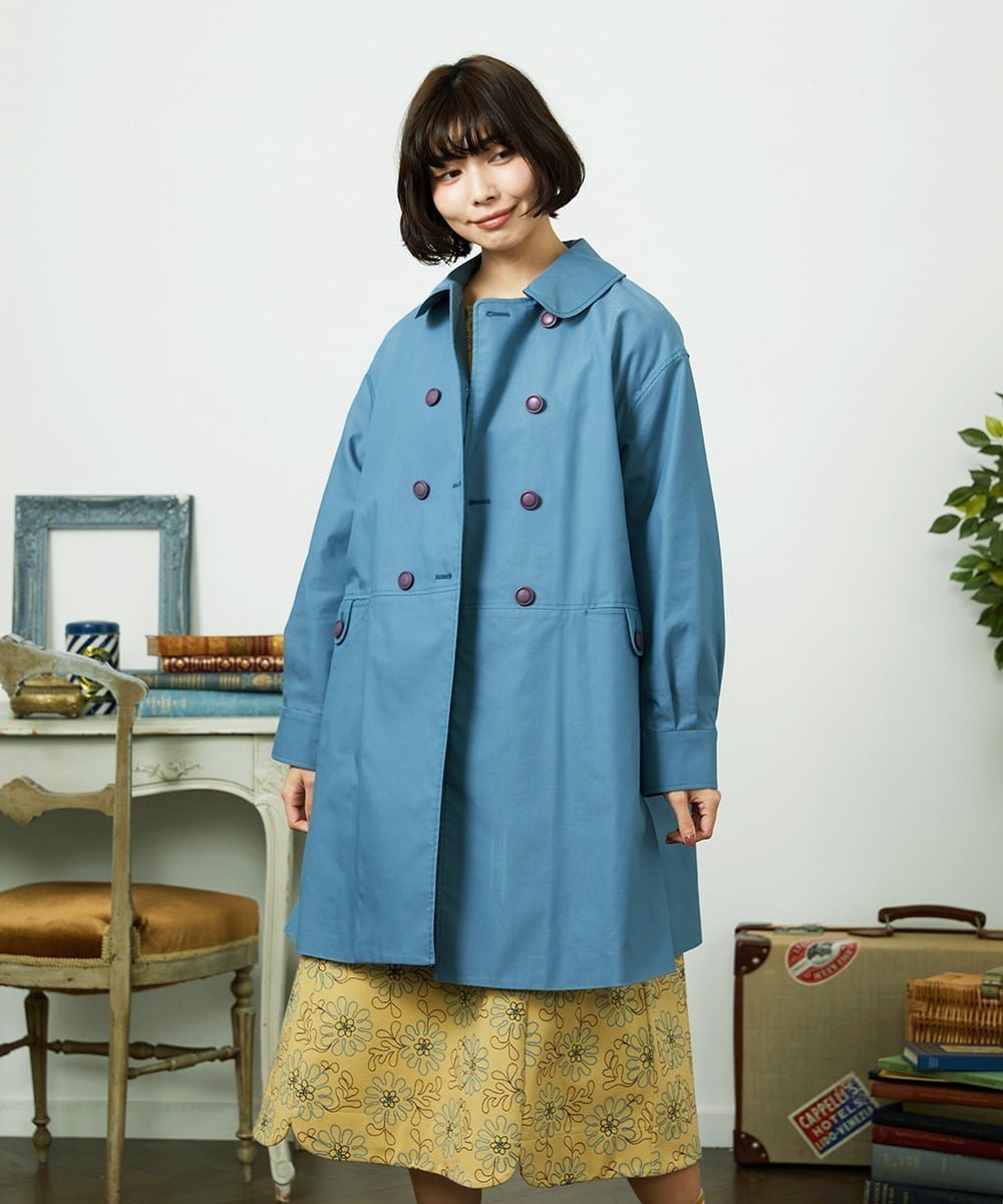 【ホコモモラ/Jocomomola】の裏地プリントロングコート インテリア・キッズ・メンズ・レディースファッション・服の通販 founy(ファニー) 　ファッション　Fashion　レディースファッション　Fashion for Women　アウター　Coat / Outerwear Collection　コート・ロングコート・ピーコート　Long Coats, Peacoats & More　春　Spring　秋　Autumn　ショルダー　Shoulder, Shoulder Strap　シンプル　Simple, Minimal　ツイル　Twist, Twisted Detail　ドロップ　Drop Shoulder, Dropped Style　フラップ　Flap, Flap Pocket　プリント　Print, Printed Pattern　ポケット　Pocket, Pocket Detail　ミドル　Middle Length, Mid Height　ロング　Long, Long-Length　冬　Winter / This Winter　おすすめ　Recommended / Our Picks　夏　Summer　エレガント 上品　Elegant　ブルー|ID: prp329100004863887 ipo3291000000036182118