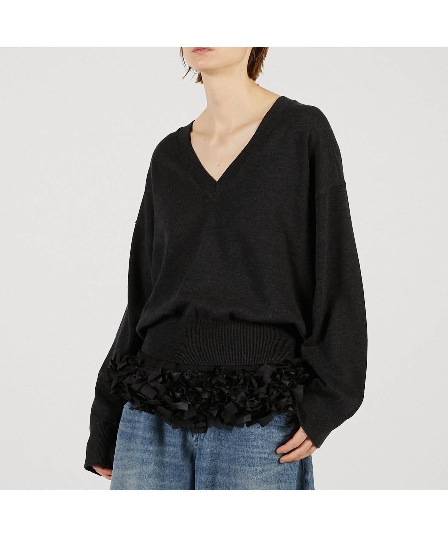 【プランク プロジェクト/PRANK PROJECT】のテープリボンキャミレイヤードニット / Tape Ribbon Camisole Layer Knit インテリア・キッズ・メンズ・レディースファッション・服の通販 founy(ファニー) ファッション Fashion レディースファッション Fashion for Women トップス・カットソー Cut & Sew Tops ニット Knit Tops & Sweaters キャミソール&ノースリーブ Camisoles & Sleeveless Tops インナー Innerwear キャミ Camisole, Cami Top キャミソール Camisole, Spaghetti Strap Top シルク Silk, 100% Silk シンプル Simple, Minimal スウェット / スエット Sweatshirt, Sweatwear タフタ Taffeta, Structured Fabric デニム Denim, Jeans Material ミドル Middle Length, Mid Height リボン Ribbon, Bow ルーズ Loose, Oversized 春 Spring C.GRY|ID: prp329100004863929 ipo3291000000036182415