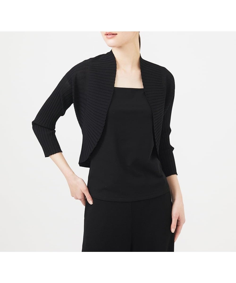 【シビラ/SYBILLA】の切り替えリブボレロカーディガン インテリア・キッズ・メンズ・レディースファッション・服の通販 founy(ファニー) ファッション Fashion レディースファッション Fashion for Women トップス・カットソー Cut & Sew Tops カーディガン・羽織り Layered Style Cardigans コンパクト Compact, Small Size ドレス Dress, One-Piece フィット Fit, Slim Fit フォルム Silhouette, Form フレア Flare, Flared ボレロ Bolero, Short Cardigan エレガント 上品 Elegant 今季 This Season, Current Season ブラック|ID: prp329100004863936 ipo3291000000036182608