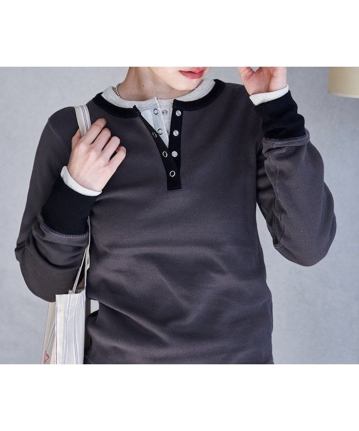 【フリークスストア/FREAK'S STORE】のダブルフェイス 配色 ヘンリー ロンT インテリア・キッズ・メンズ・レディースファッション・服の通販 founy(ファニー) ファッション Fashion レディースファッション Fashion for Women トップス・カットソー Cut & Sew Tops ロングTシャツ・Tシャツ Longline T-Shirts & Tees 2026年 2026 インナー Innerwear カットソー Cut and Sewn Top コンパクト Compact, Small Size シンプル Simple, Minimal ダブル Double, Double-Breasted フィット Fit, Slim Fit フェイス Face, Facial Design 夏 Summer S/S・春夏 SS, Spring/Summer, Warm Season チャコールグレー|ID: prp329100004863946 ipo3291000000036182979