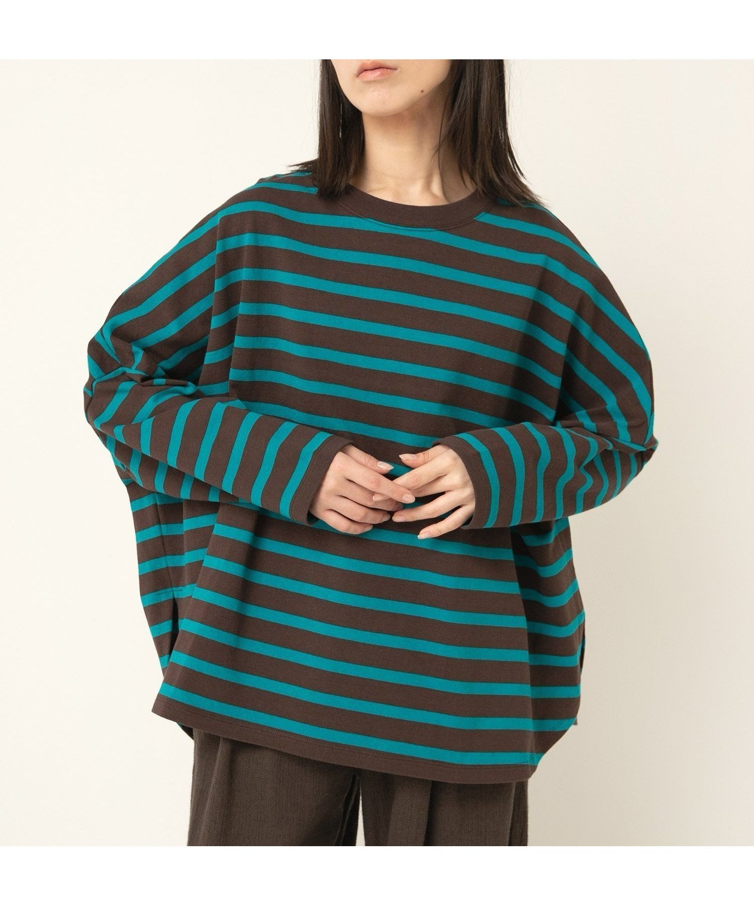 【アールエヌエーエヌ/RNA-N】のM2483 ヴィンテージコットンワイドルーズボーダープルオーバー 人気、トレンドファッション・服の通販 founy(ファニー) 　ファッション　Fashion　レディースファッション　Fashion for Women　トップス・カットソー　Cut & Sew Tops　カジュアルプルオーバー・ニットトップス　Pullovers & Knit Tops / Casual Pullovers　おすすめ　Recommended / Our Picks　バランス　Balance, Style Balance　ベーシック　Basic, Essential　ボーダー　Border, Stripe　ロング　Long, Long-Length　今季　This Season, Current Season　 other-1|ID: prp329100004863951 ipo3291000000036183150