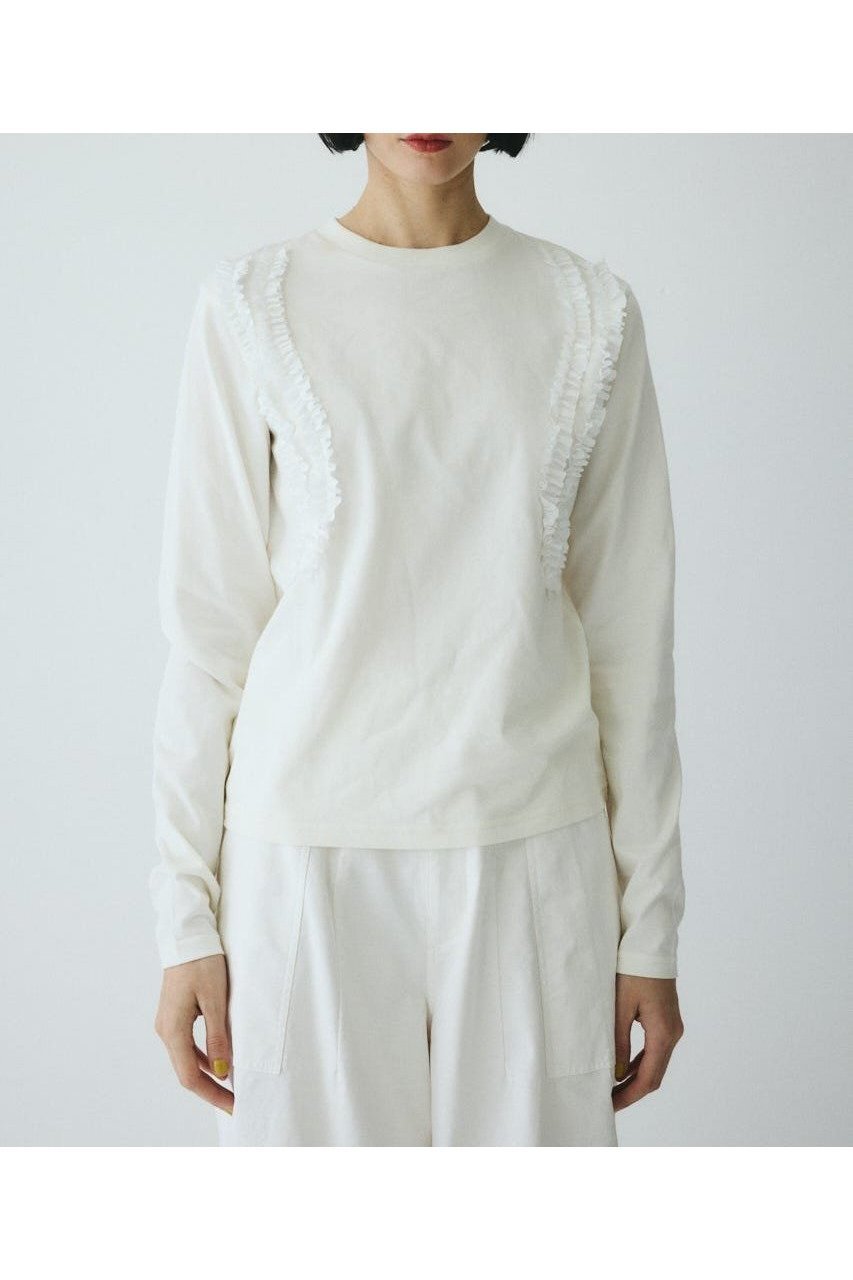 【ヘリンドットサイ/HeRIN.CYE】のWave frill cut tops インテリア・キッズ・メンズ・レディースファッション・服の通販 founy(ファニー) 　ファッション　Fashion　レディースファッション　Fashion for Women　トップス・カットソー　Cut & Sew Tops　フリル　Frill, Ruffle　ボトム　Bottoms, Lower Wear　WHT|ID: prp329100004863964 ipo3291000000036183389