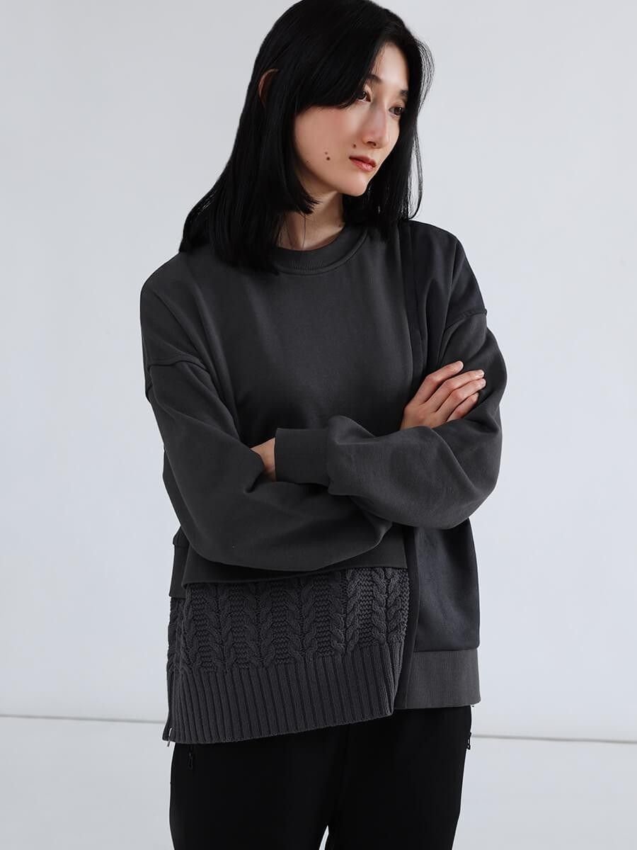 【ラシュッド/LASUD】のニットドッキングスウェットプルオーバー インテリア・キッズ・メンズ・レディースファッション・服の通販 founy(ファニー) ファッション Fashion レディースファッション Fashion for Women トップス・カットソー Cut & Sew Tops ニット Knit Tops & Sweaters レディースパーカー・カジュアルフーディー Casual Hoodies & Sweatshirts カジュアルプルオーバー・ニットトップス Pullovers & Knit Tops / Casual Pullovers スウェット・クルーネックトップス Sweatshirts & Crewnecks / Relaxed Fit Sweat Tops シンプル Simple, Minimal ドッキング Docking, Mixed Material チャコールグレー|ID: prp329100004863966 ipo3291000000036183429