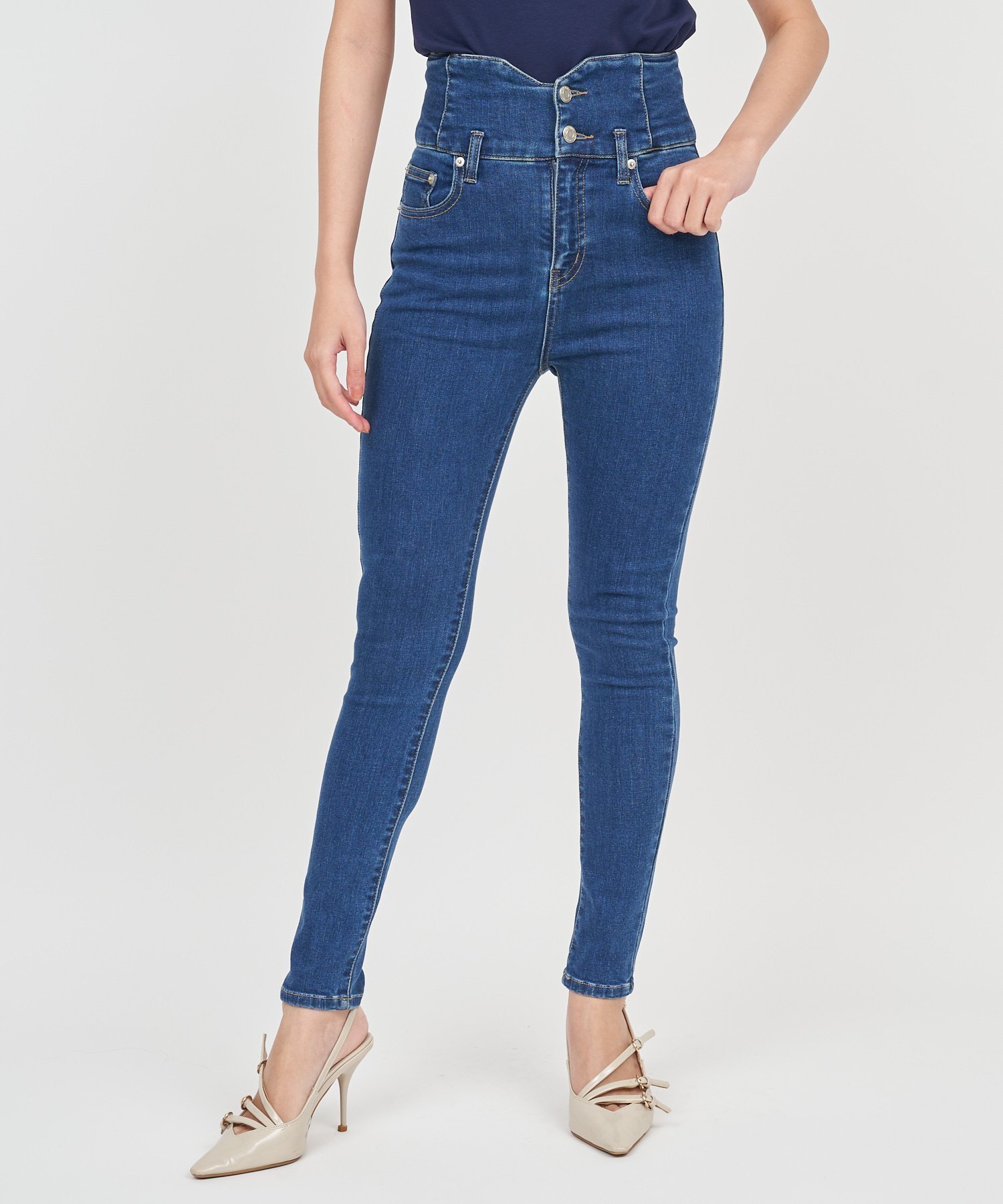 【ロイヤルパーティー/ROYAL PARTY】のハイウエストスキニーパンツ インテリア・キッズ・メンズ・レディースファッション・服の通販 founy(ファニー) ファッション Fashion レディースファッション Fashion for Women パンツ Pants & Trousers ベーシック Basic, Essential デニムブルー|ID: prp329100004863978 ipo3291000000036183745