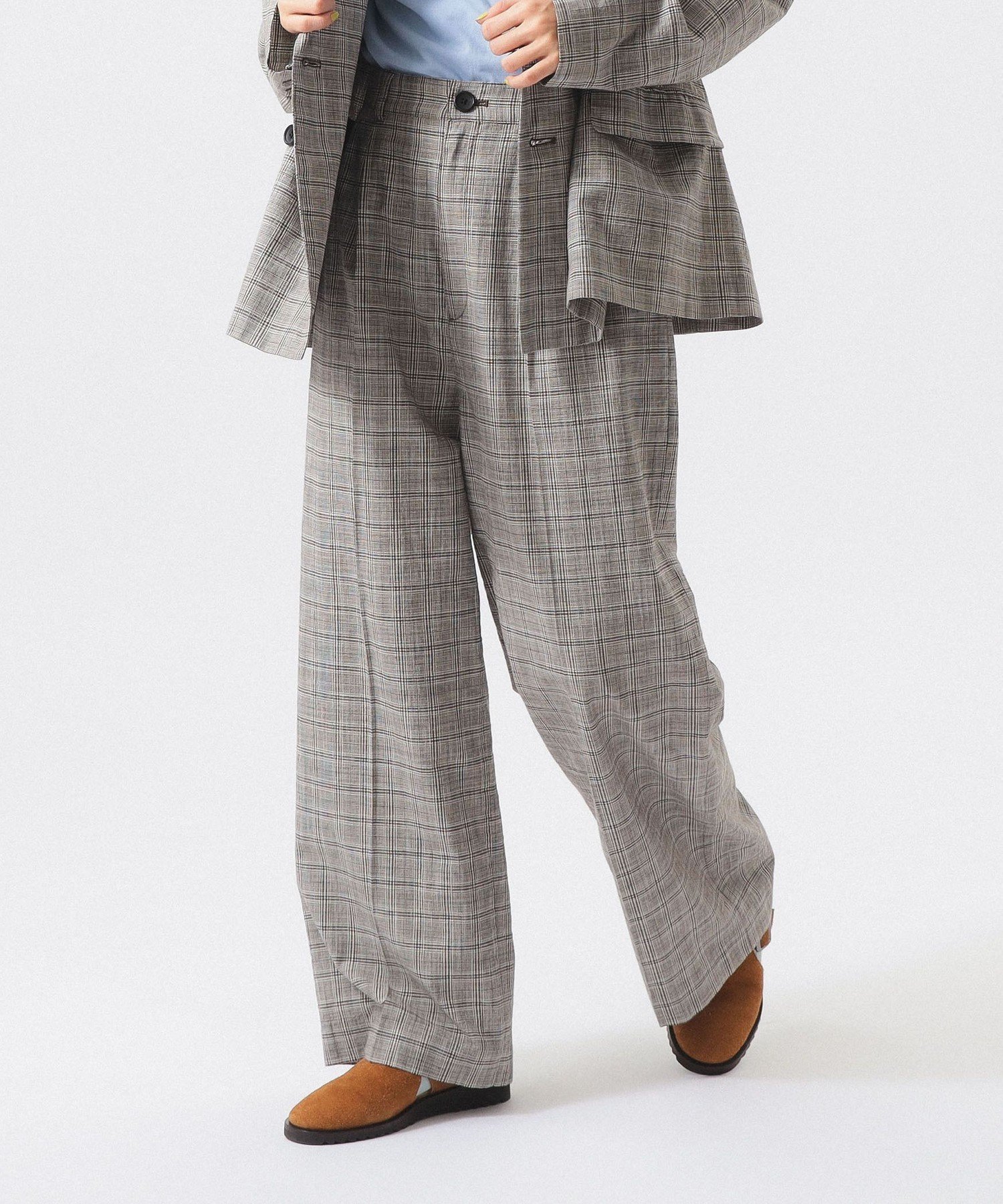 【ビームス ウイメン/BEAMS】のチェック スラックス インテリア・キッズ・メンズ・レディースファッション・服の通販 founy(ファニー) 　ファッション　Fashion　レディースファッション　Fashion for Women　ジャケット　Jacket, Outerwear　ストレート　Straight, Straight Cut　スニーカー　Sneakers, Trainers　スラックス　Slacks, Dress Pants　チェック　Check, Plaid, Tartan　リラックス　Relax, Relaxed Fit　ワイド　Wide, Wide Fit　夏　Summer　GREY|ID: prp329100004863982 ipo3291000000036183848