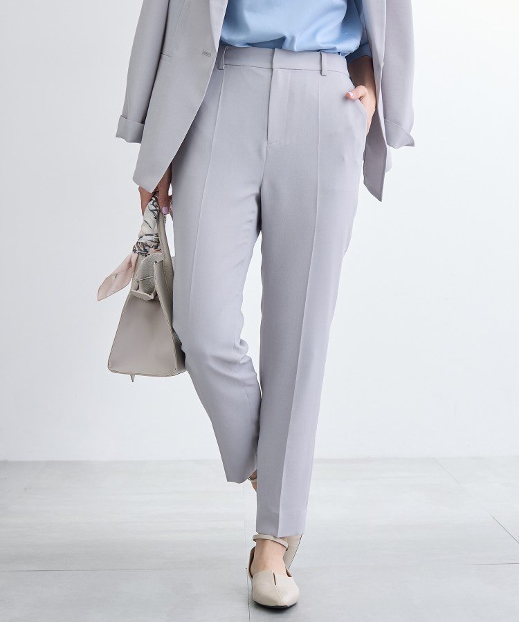 【インディヴィ/INDIVI】の【洗える/UVケア/麻調】テーパードパンツ インテリア・キッズ・メンズ・レディースファッション・服の通販 founy(ファニー) 　ファッション　Fashion　レディースファッション　Fashion for Women　パンツ　Pants & Trousers　おすすめ　Recommended / Our Picks　ジャケット　Jacket, Outerwear　スマート　Smart, Elegant　セットアップ　Set-Up, Coordinated Outfit　ツイル　Twist, Twisted Detail　ポケット　Pocket, Pocket Detail　ビジネス 仕事 通勤　Business / Work / Commuting　洗える　Machine Washable　ライトグレー|ID: prp329100004863992 ipo3291000000036184039